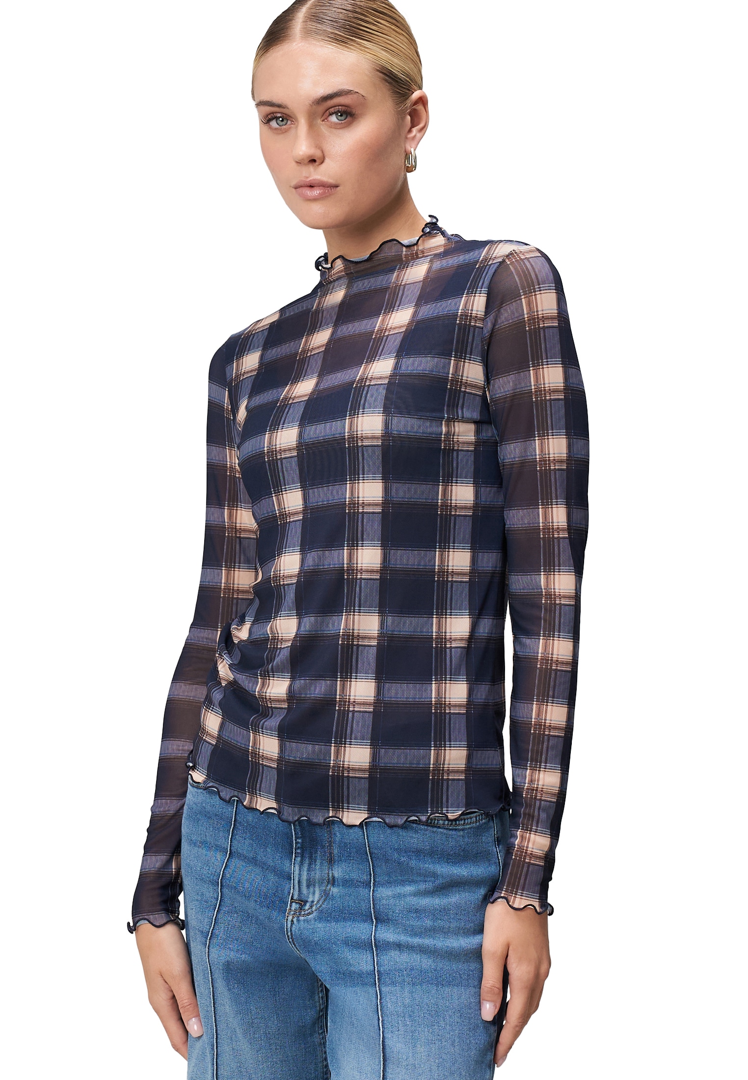 Zero Kurzarmshirt "zero Damen Mesh Langarmshirt mit Druck", (1 tlg.), weite günstig online kaufen