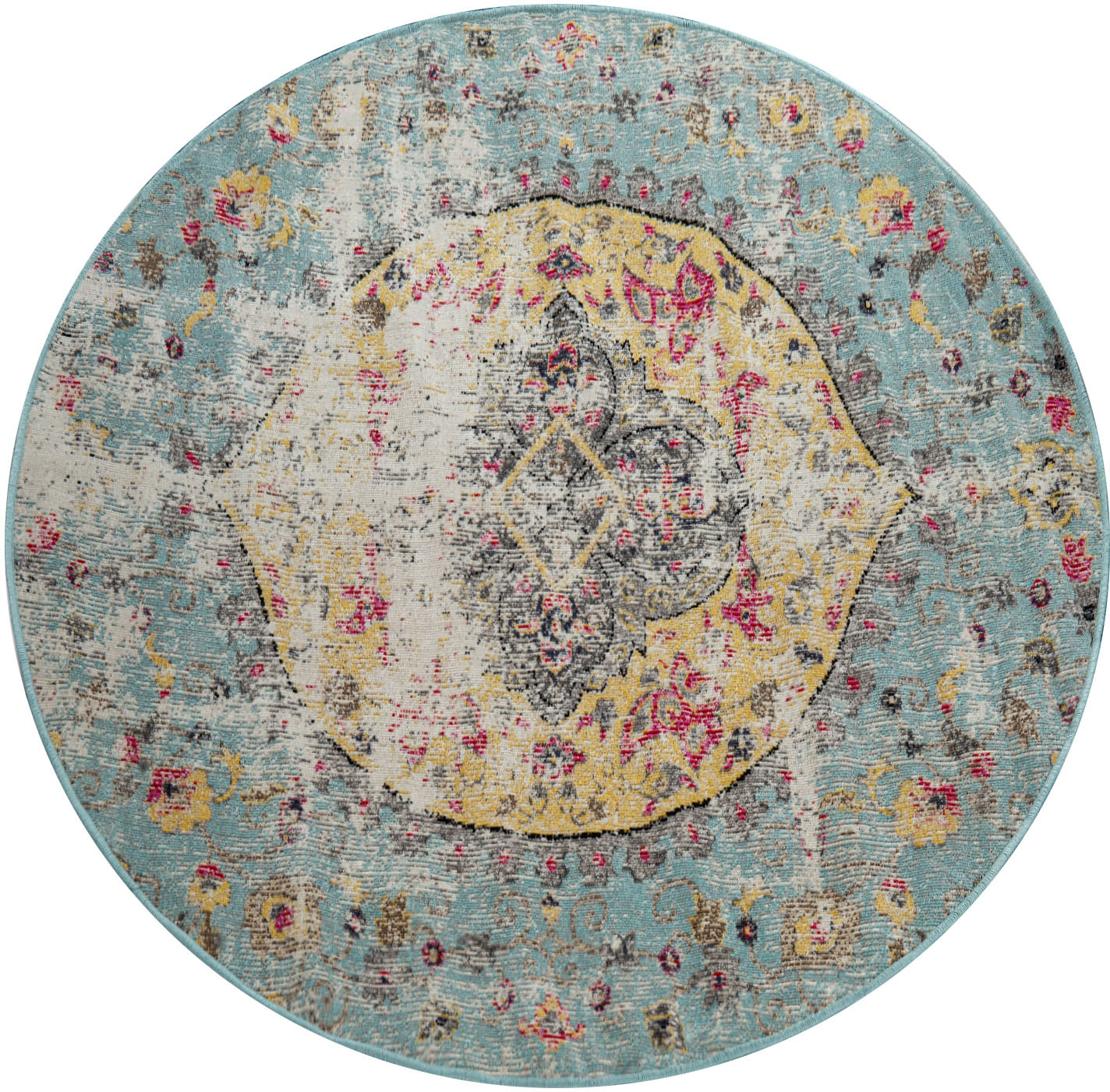Paco Home 1100000002199 "Artigo 401" rund 4 mm Höhe Kurzflor, Orient-Optik, Vintage Design, In- und Outdoor geeignet