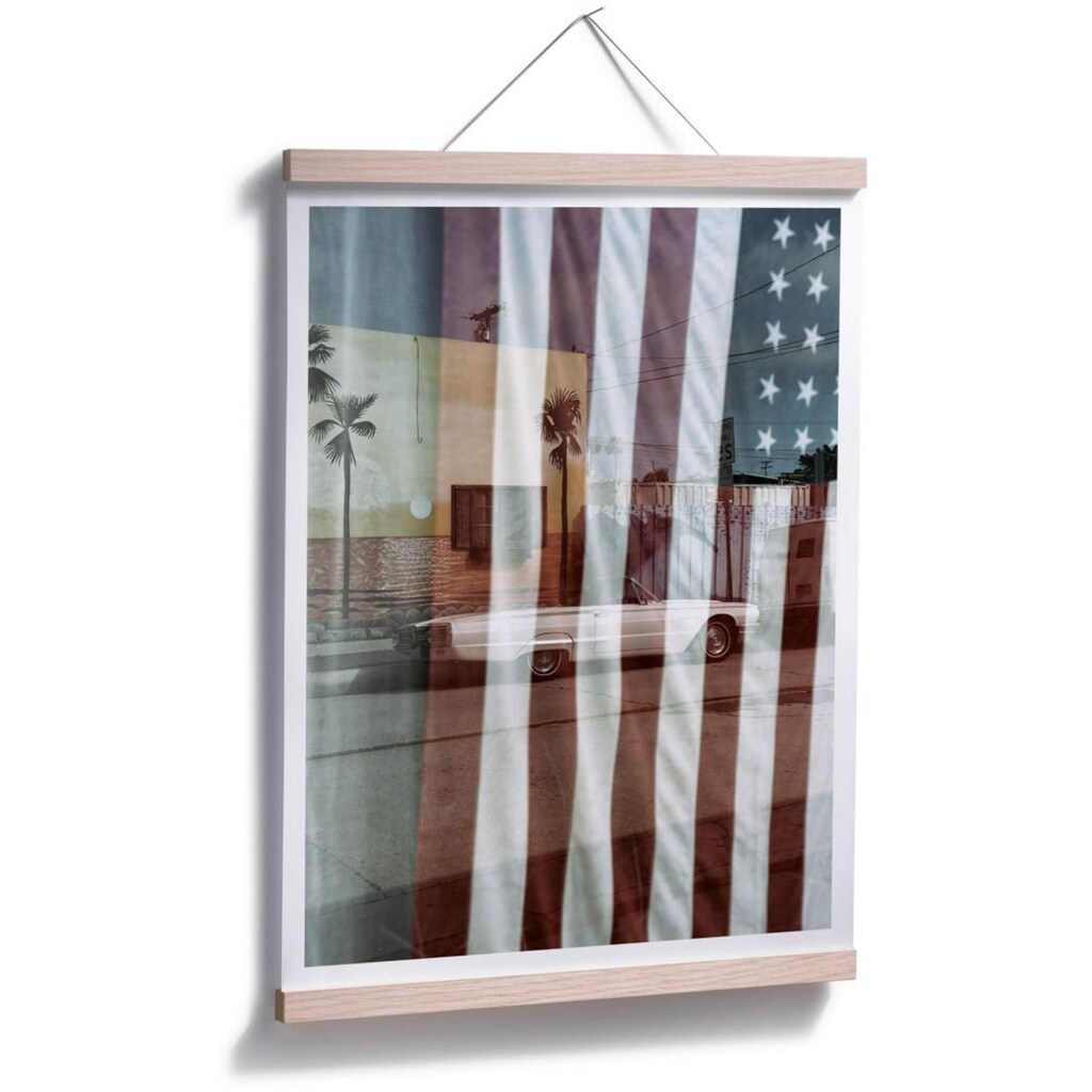 Wall-Art Poster »Flagge Amerika Reflection USA«, Autos, (1 St.)