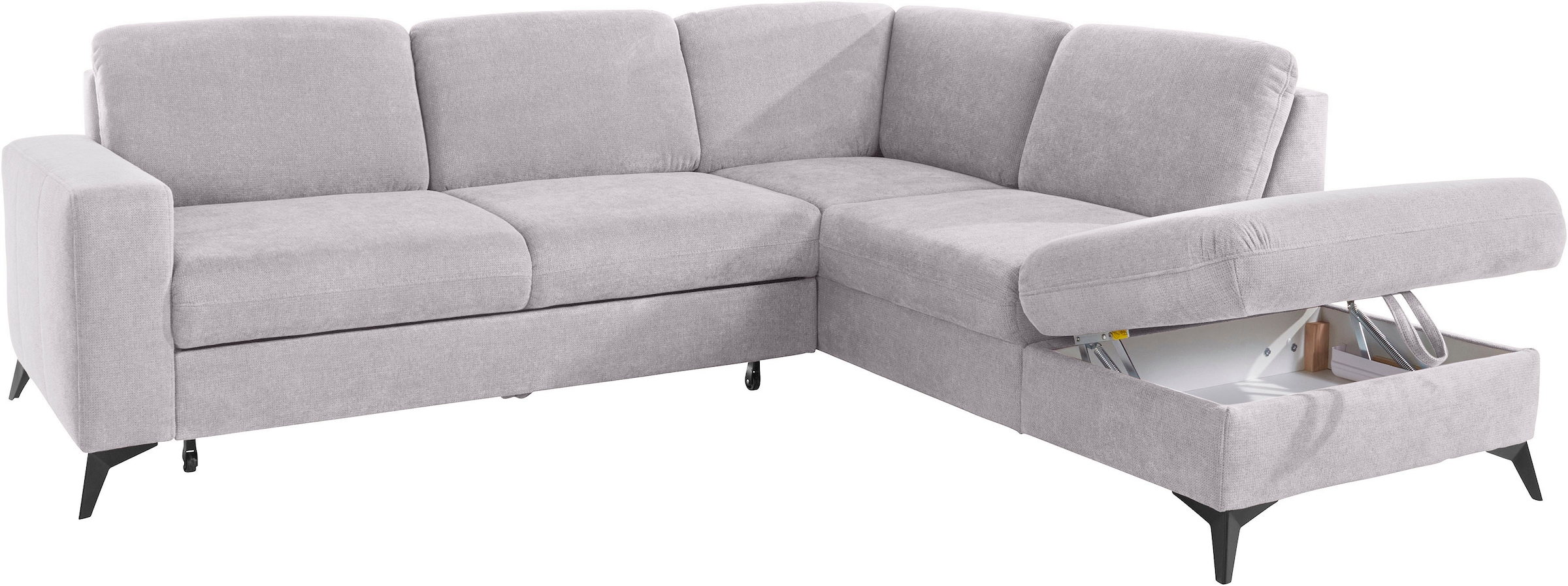 Places of Style Ecksofa »Lolland L-Form«, Wahlweise mit Bettfunktion und Stauraum, auch mit abwischbarem Bezug