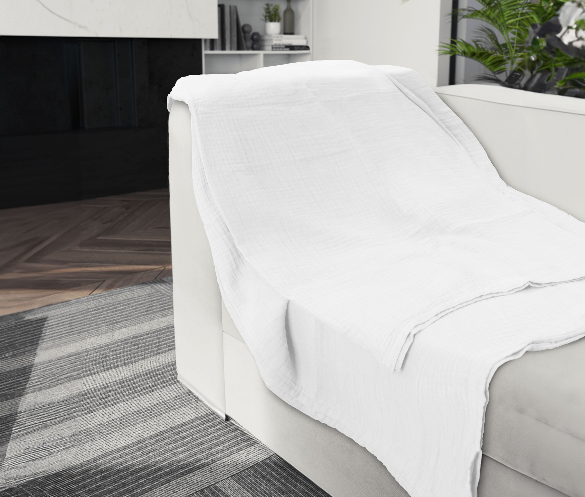 Biberna Wohndecke »0480100 Musselin«, gekreppte Optik+Struktur, leichte Sommer Decke, Tagesdecke, angenehm