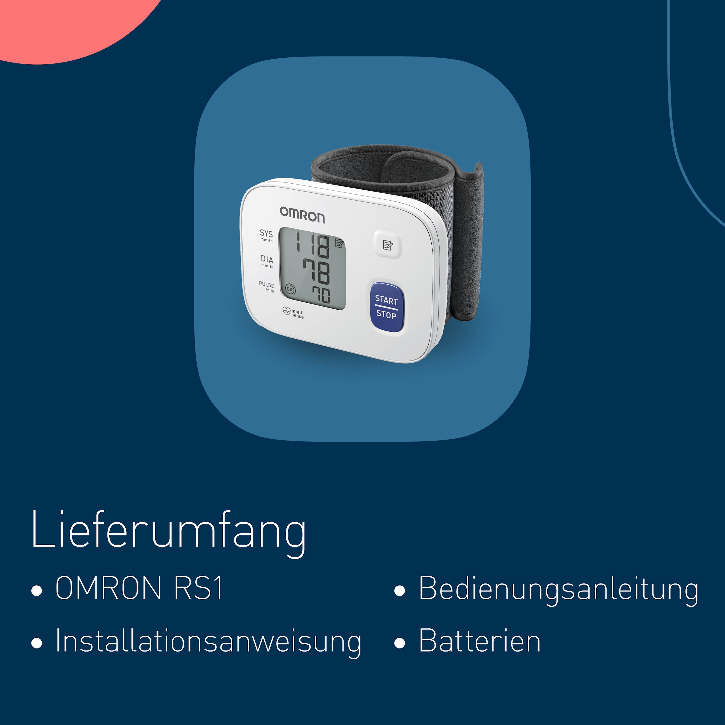 Omron Handgelenk-Blutdruckmessgerät »RS1 (HEM-6160-E)« für zu Hause und unterwegs