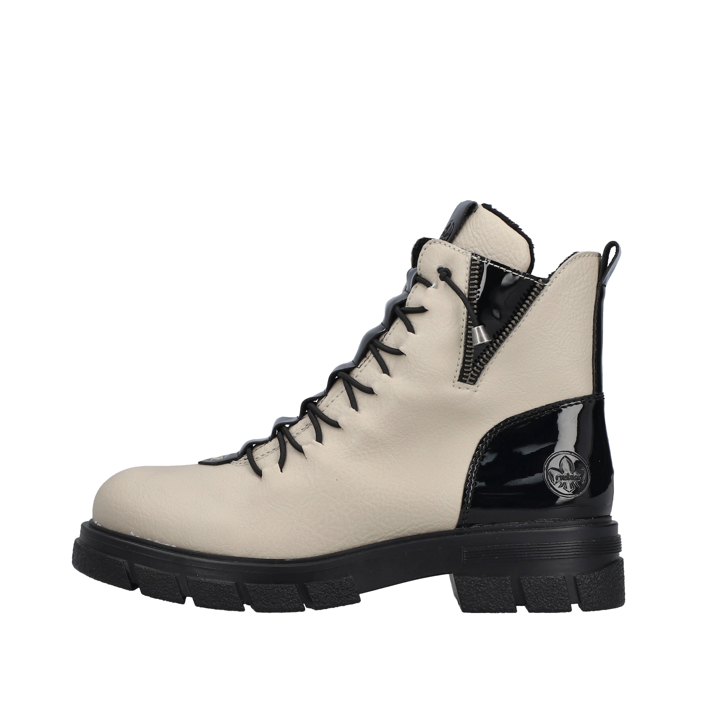 Rieker Schnürboots  Stiefelette mit Gummizug-Schnürung und Lack-Details