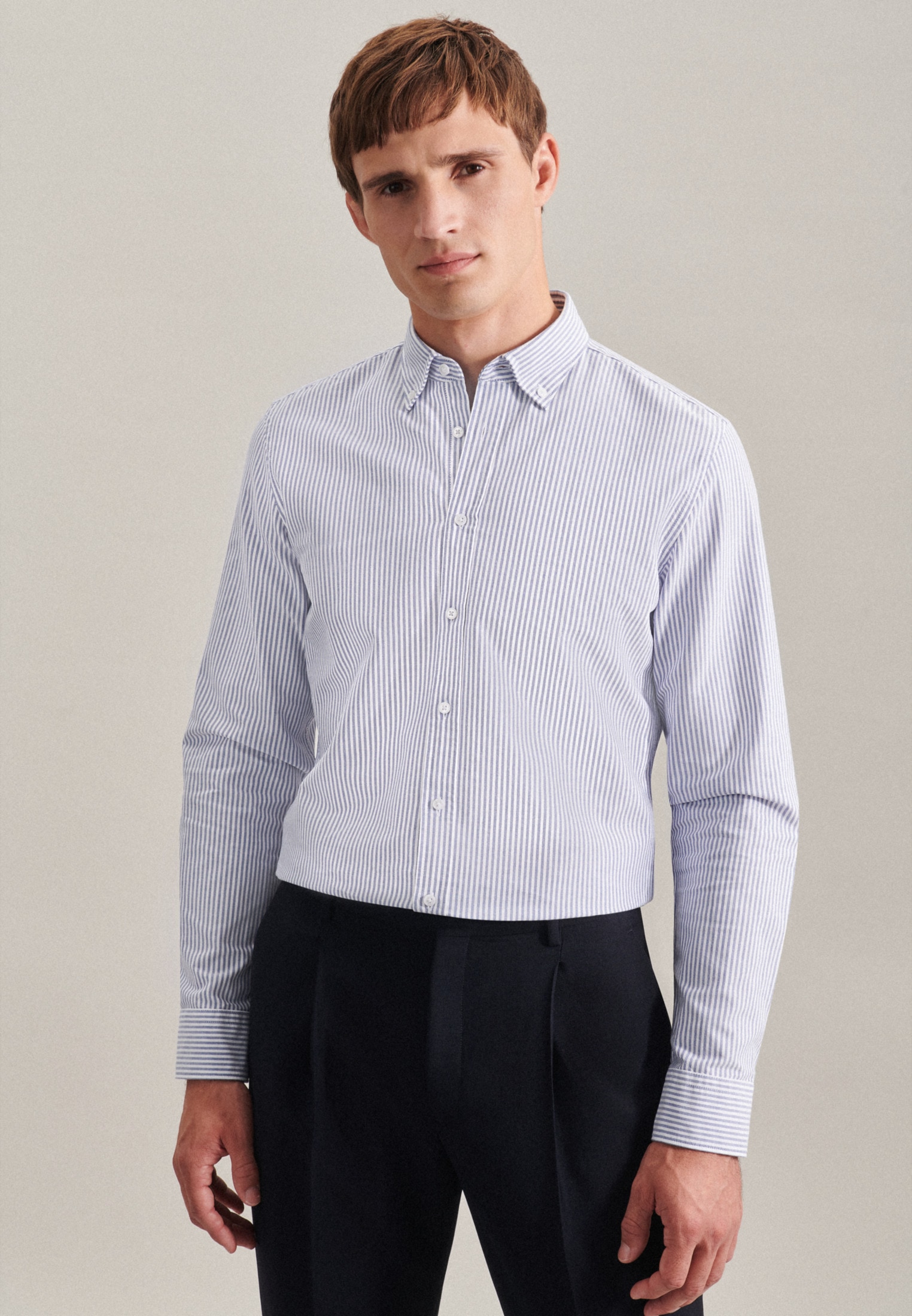 seidensticker Businesshemd "Slim", Slim Langarm Button-Down-Kragen Streifen