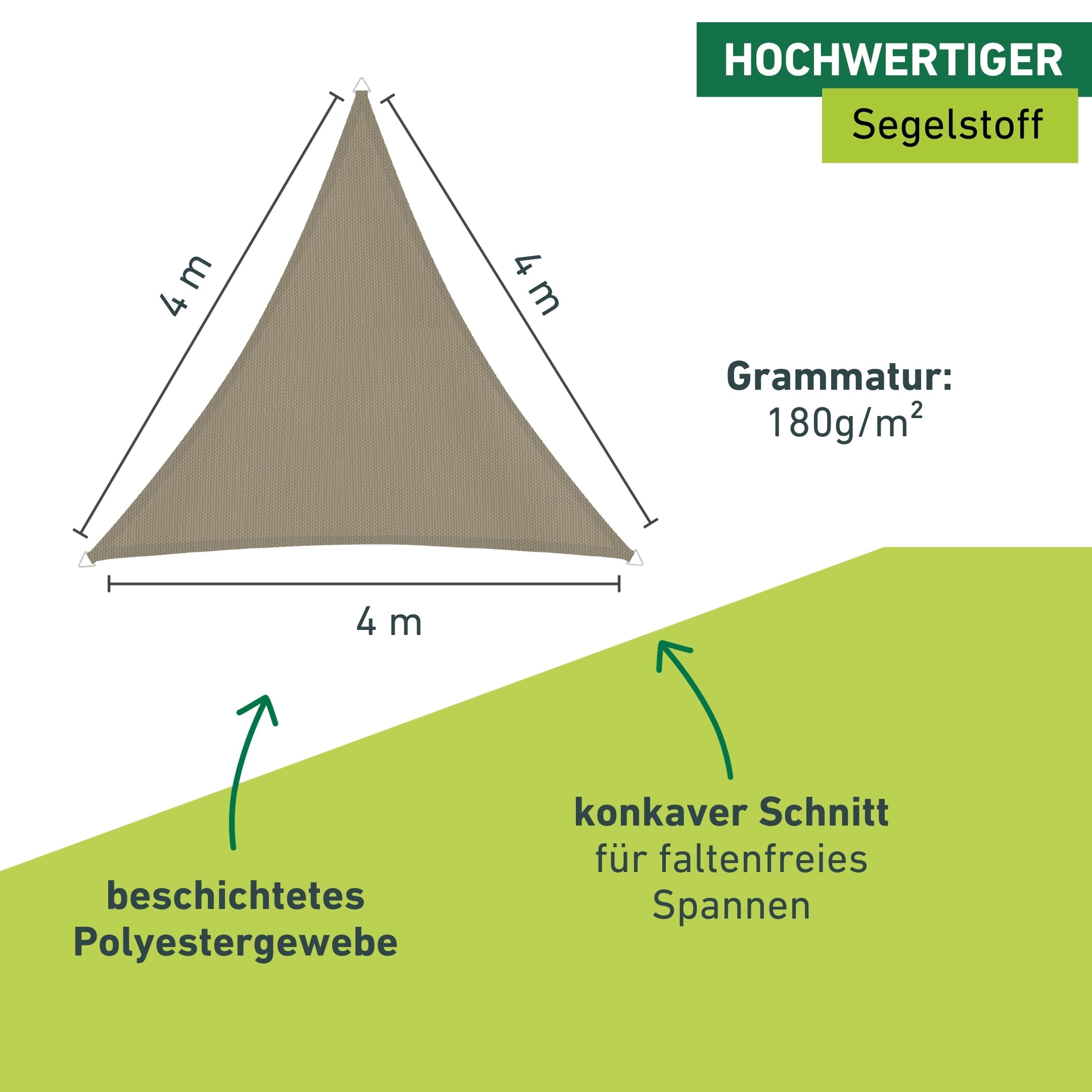 Windhager Sonnensegel »Cannes, Dreiecksegel zur Beschattung von Garten, Terrasse, Balkon« Sonnenschutz 4 x 4 x 4 m, erhältlich in anthrazit, grau oder taupe