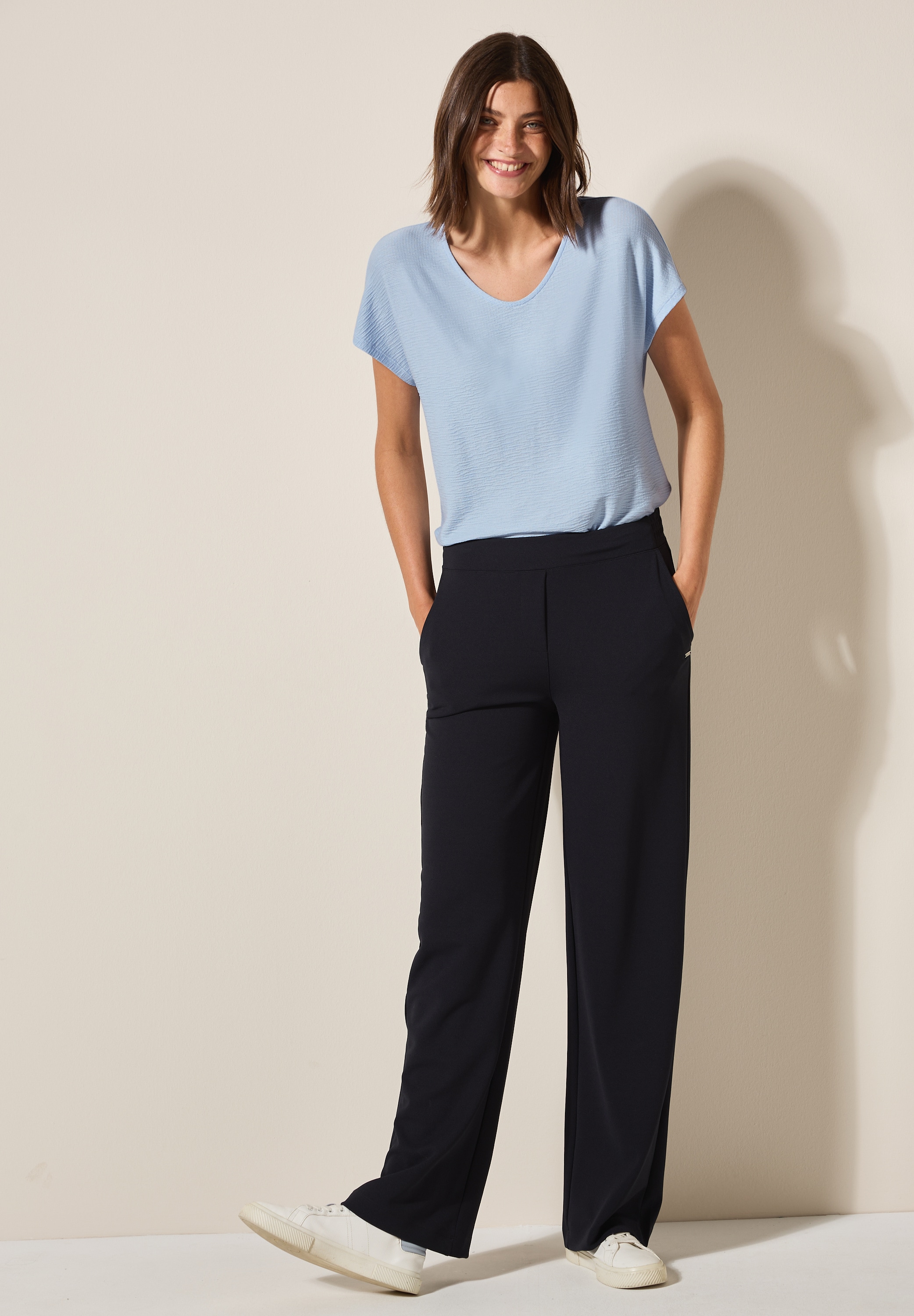 Cecil V-Shirt, aus softem Materialmix