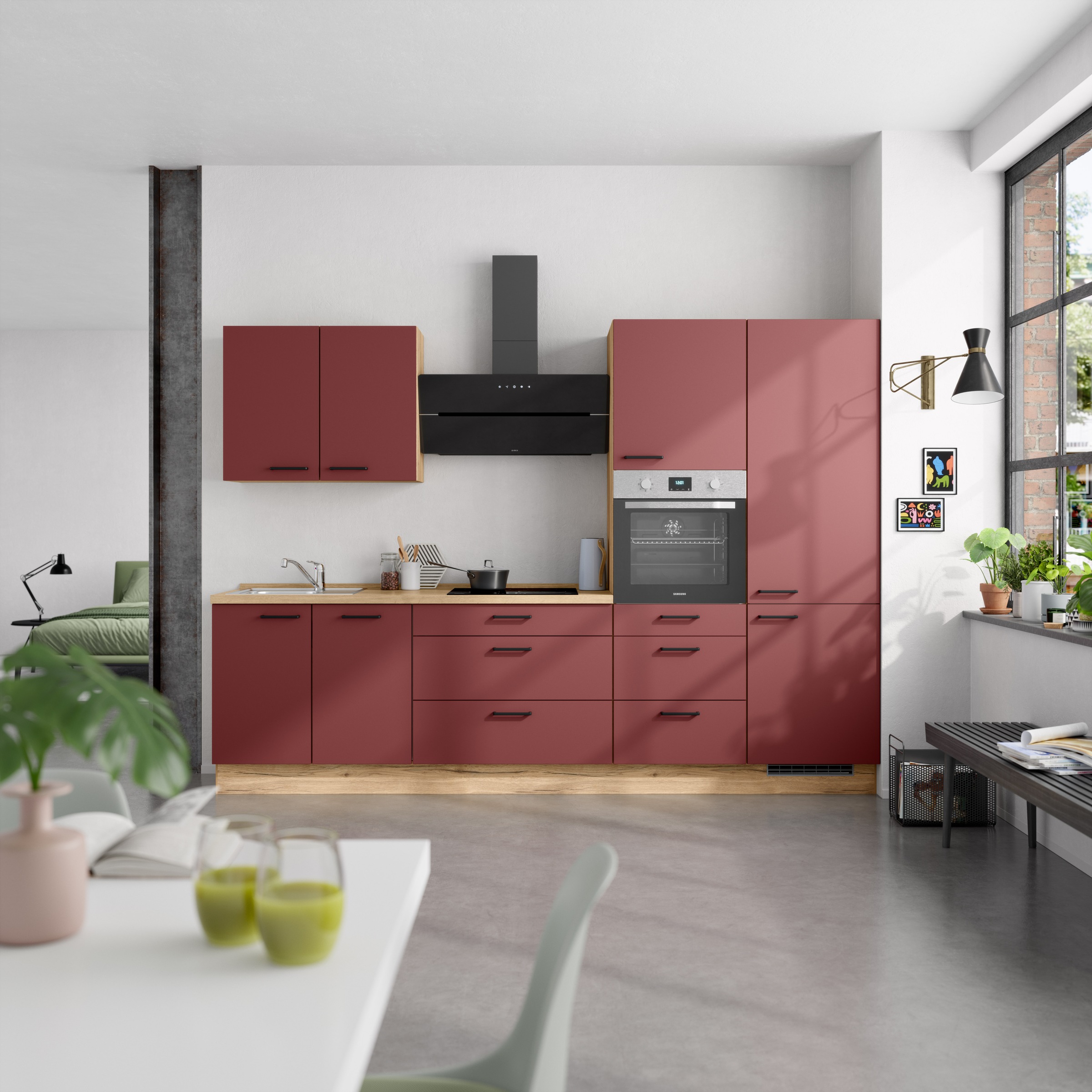nobilia® Küchenzeile »"Easytouch II"«, vormontiert, Ausrichtung wählbar, Breite 300 cm, wahlw. mit E-Geräten