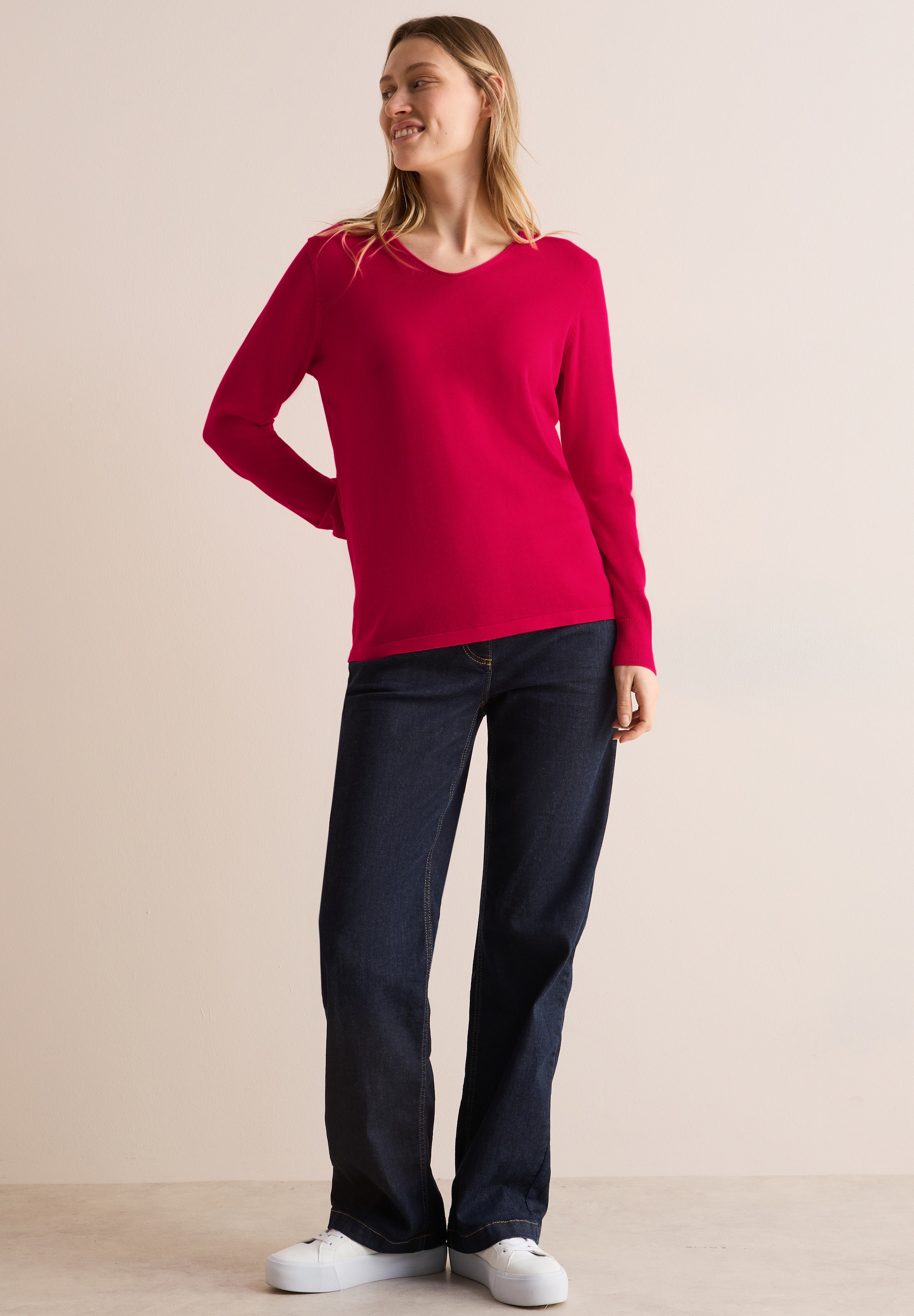 Cecil Strickpullover, mit abgerundetem V-Ausschnitt