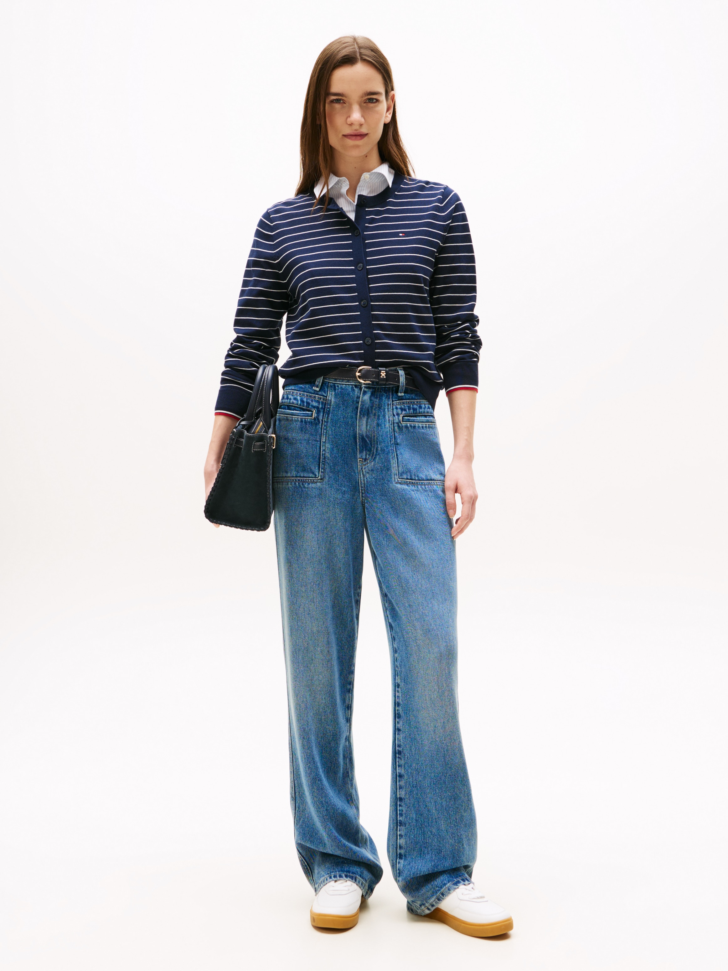 Tommy Hilfiger Cardigan »CO JERSEY STITCH CARDIGAN«, mit Logostickerei