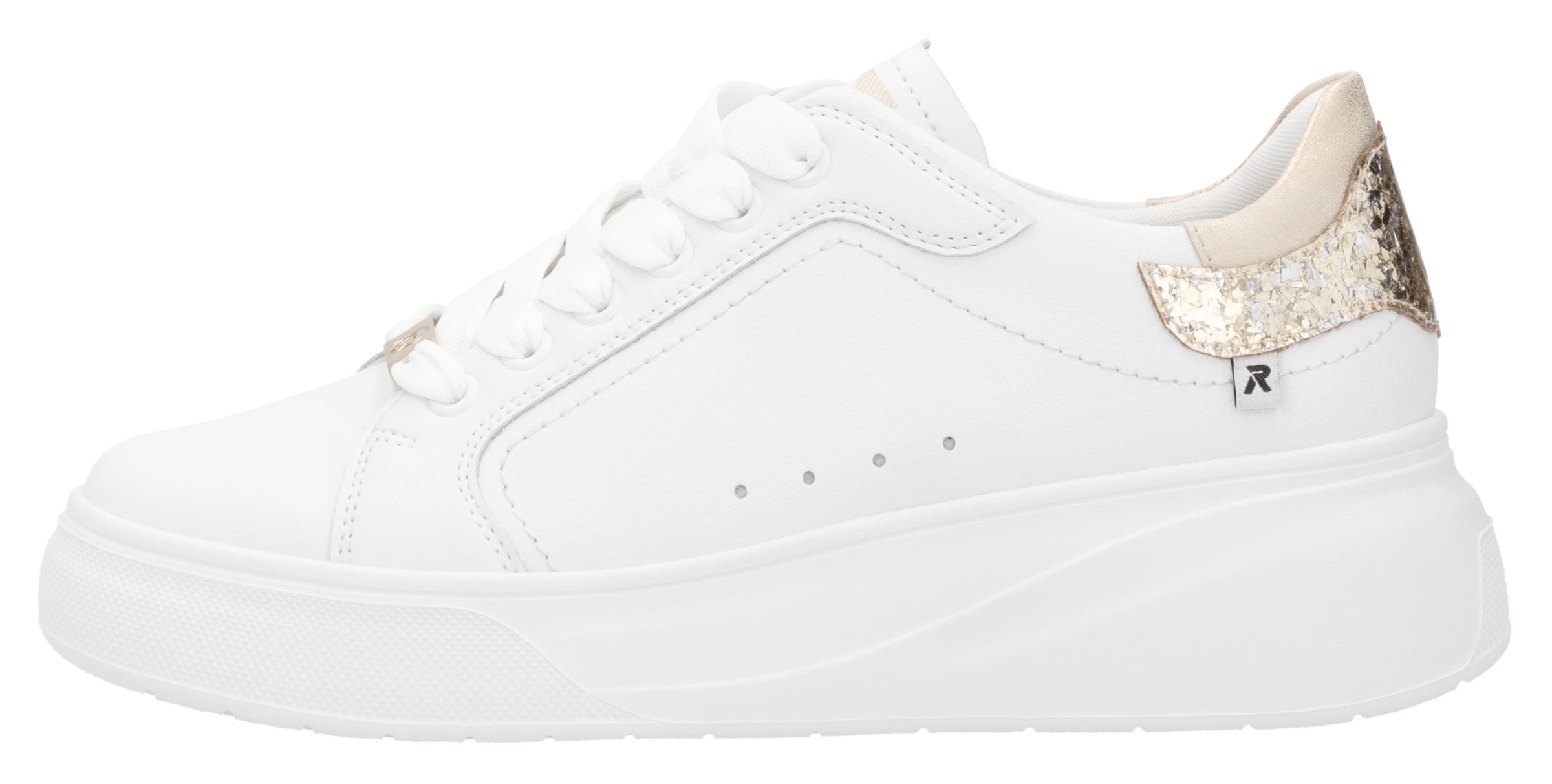 RIEKER Sport Plateausneaker, Schnürschuh, Halbschuh, Freizeitschuh, Metallic-Akzent an der Ferse