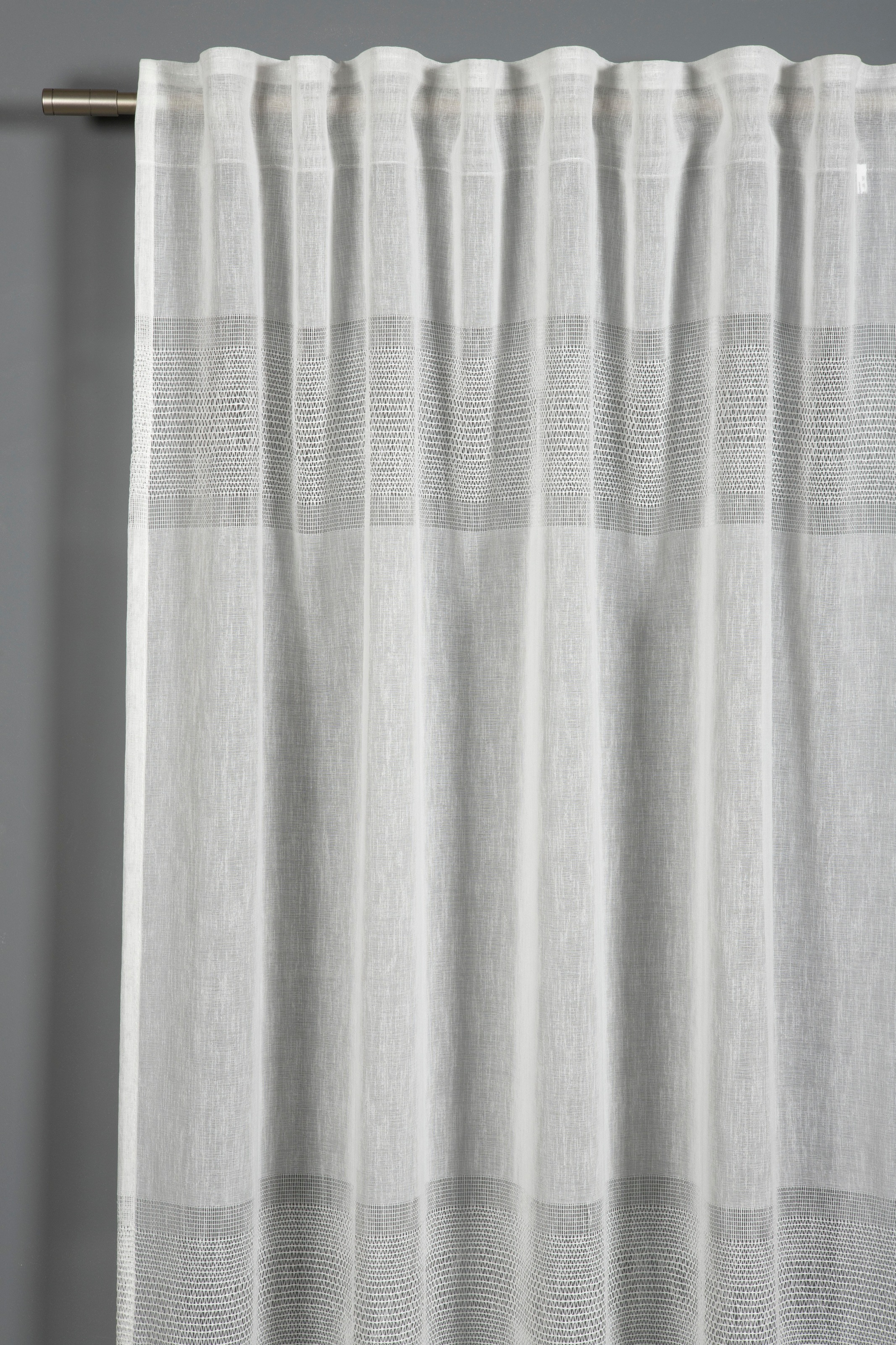 Gardine »Schal Etamine Querstreifen«, (1 St.), mit Gardinenband und verdeckten Schlaufen