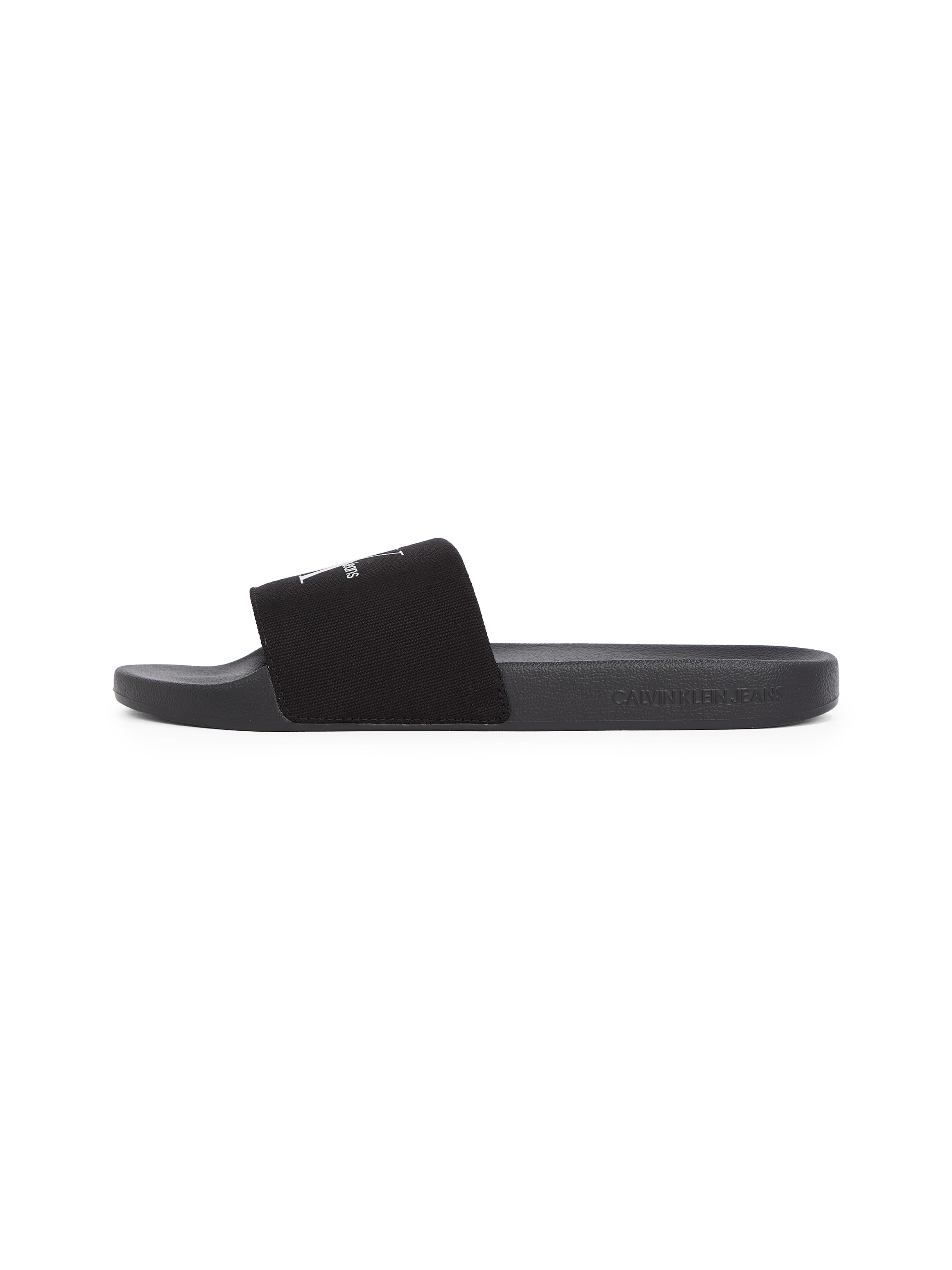 Calvin Klein Jeans Badepantolette »SLIDE MONOGRAM«, Sommerschuh, Schlappen, Poolslides, Strandschuh mit Logoschriftzug