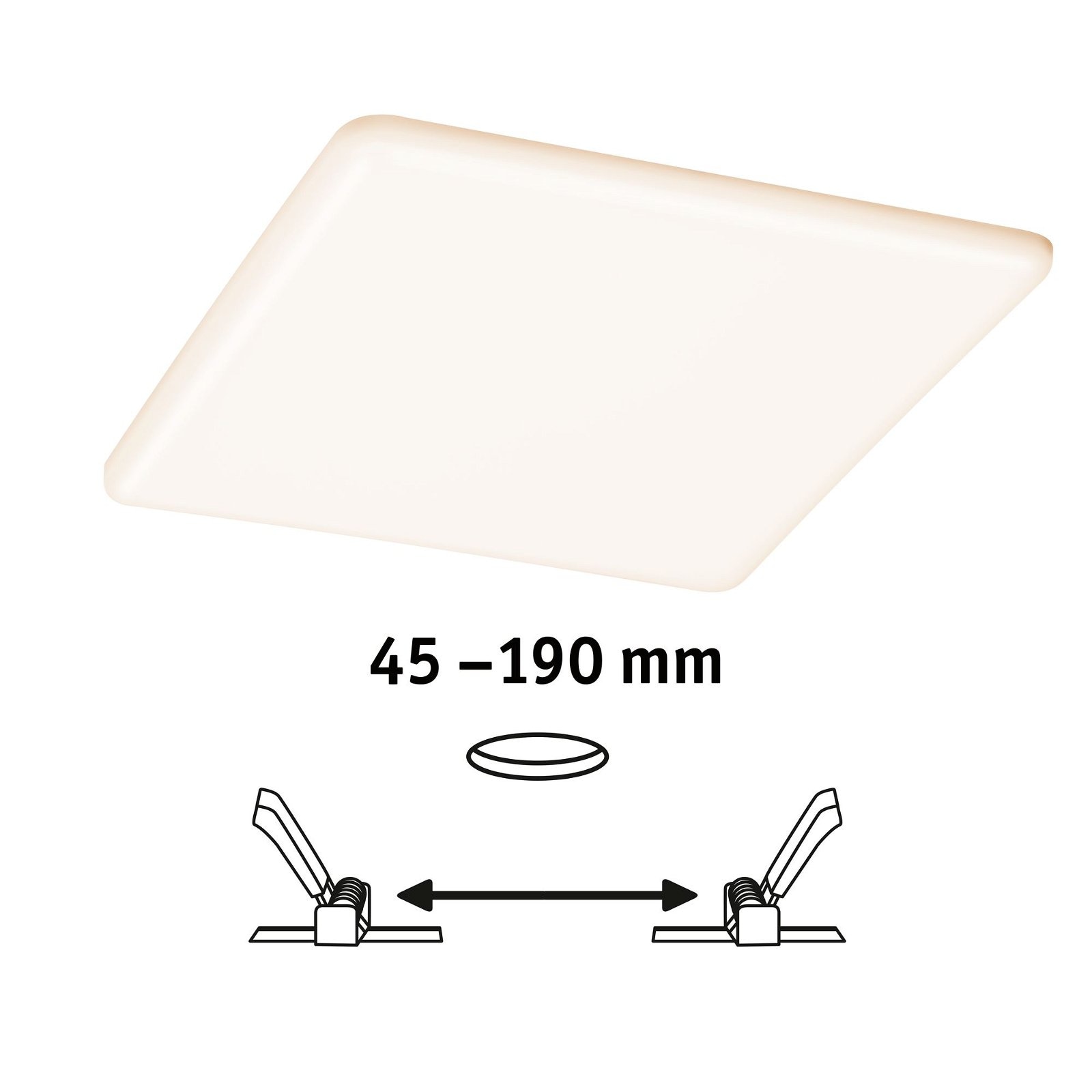 Paulmann LED Einbauleuchte »VariFit Veluna IP44 eckig 215x215mm 21W 1650lm 3000K Satin 3-Step-Dim«, 1 flammig, Einbaupanel, dimmbar