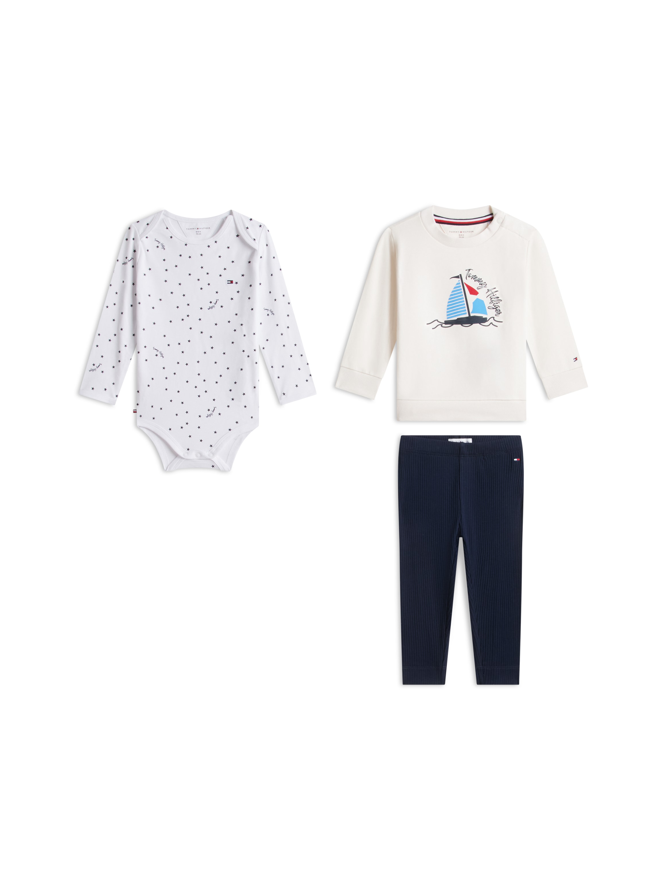 Tommy Hilfiger Neugeborenen-Geschenkset Set, 3 Shirt, Body & Jerseyhose für Babys