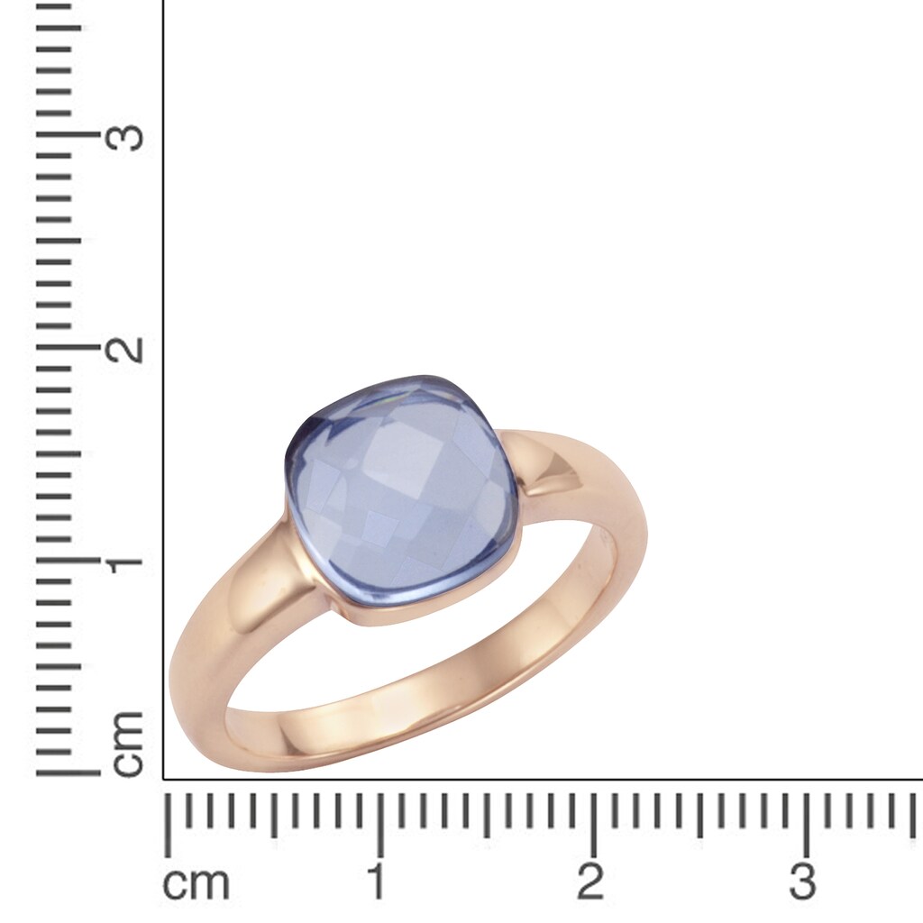 Jamelli Fingerring »925 Silber rosé vergoldet Quarz blau (beh.)«