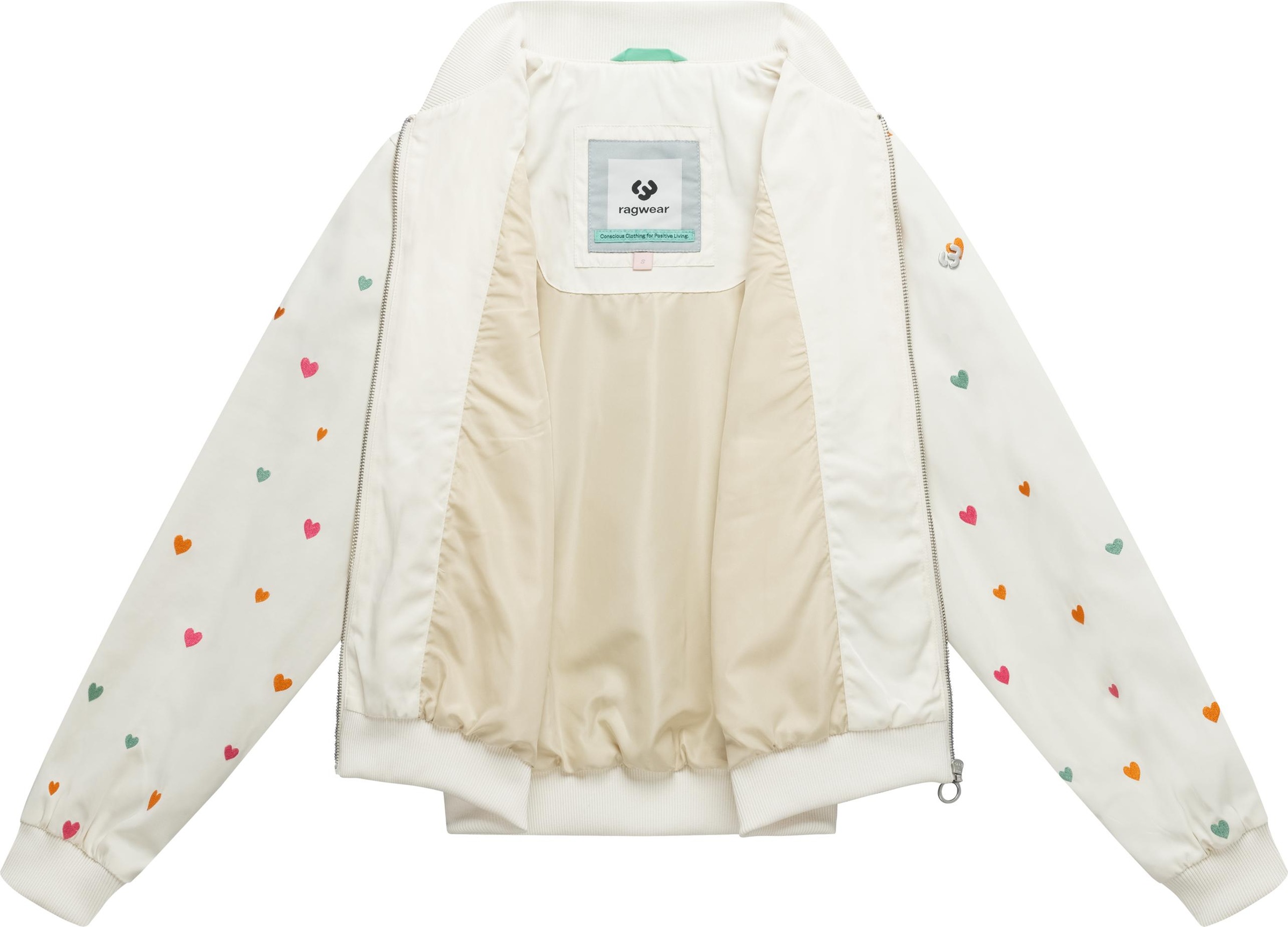 Ragwear Bomberjacke »Lunara Hearts« ohne Kapuze Blousonjacke mit verspielten Stickereien