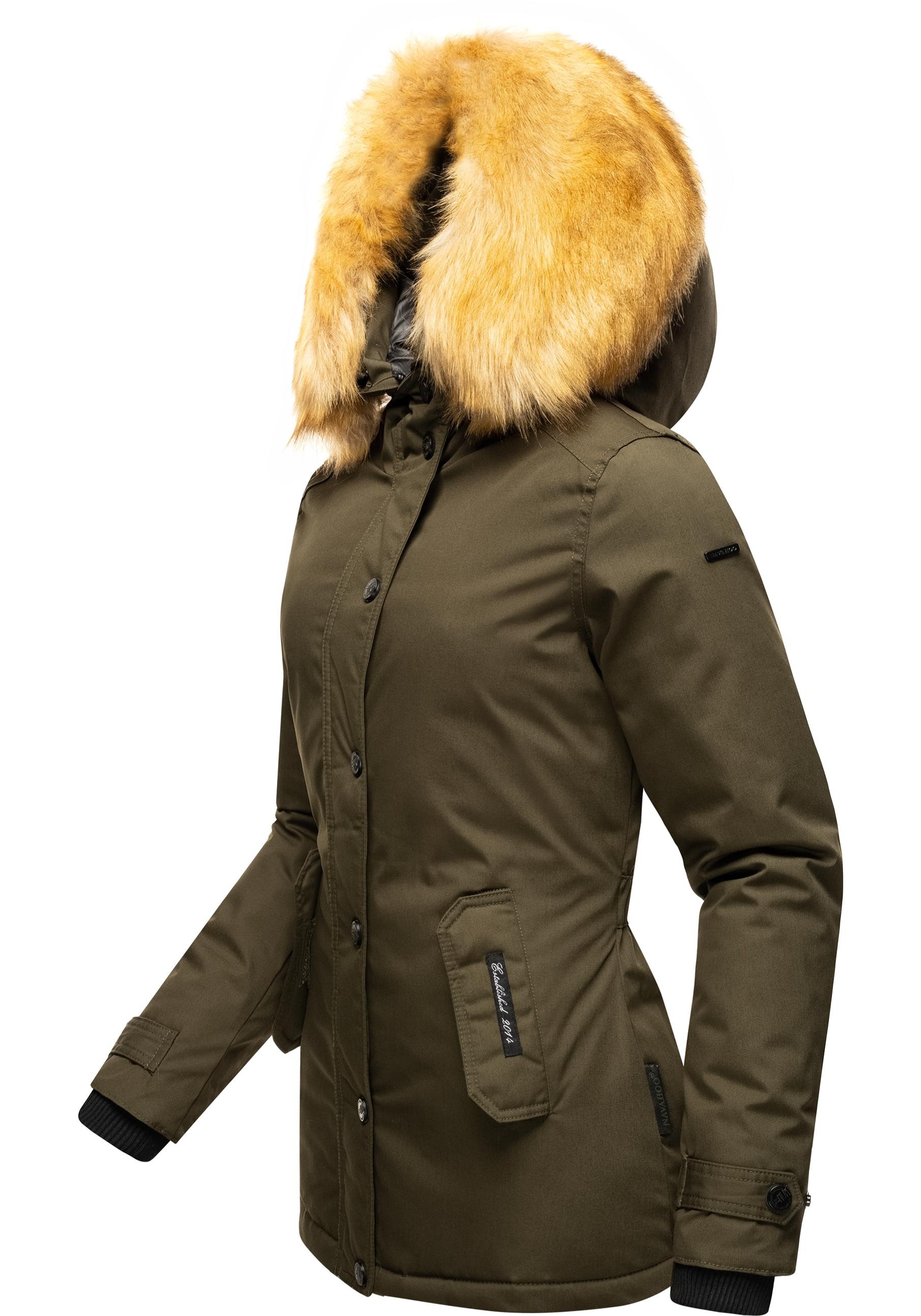 Navahoo Winterjacke "Laura" mit Kapuze edler Parka mit Kunstfell-Kapuze günstig online kaufen