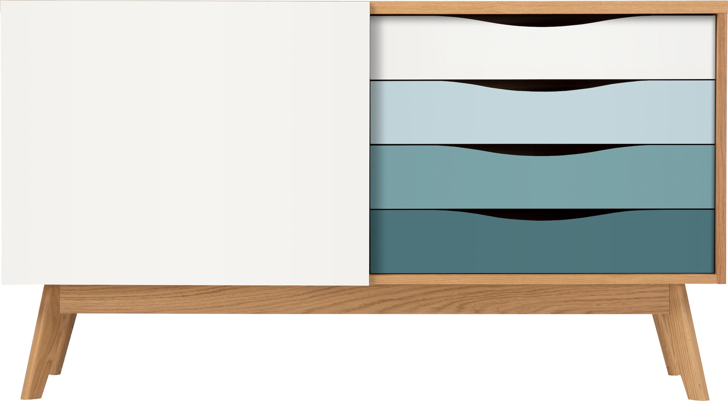 Woodman Sideboard »Hilla«, Breite 130 cm, im angesagten skandinavischen Look, Fußrahmen aus Eiche