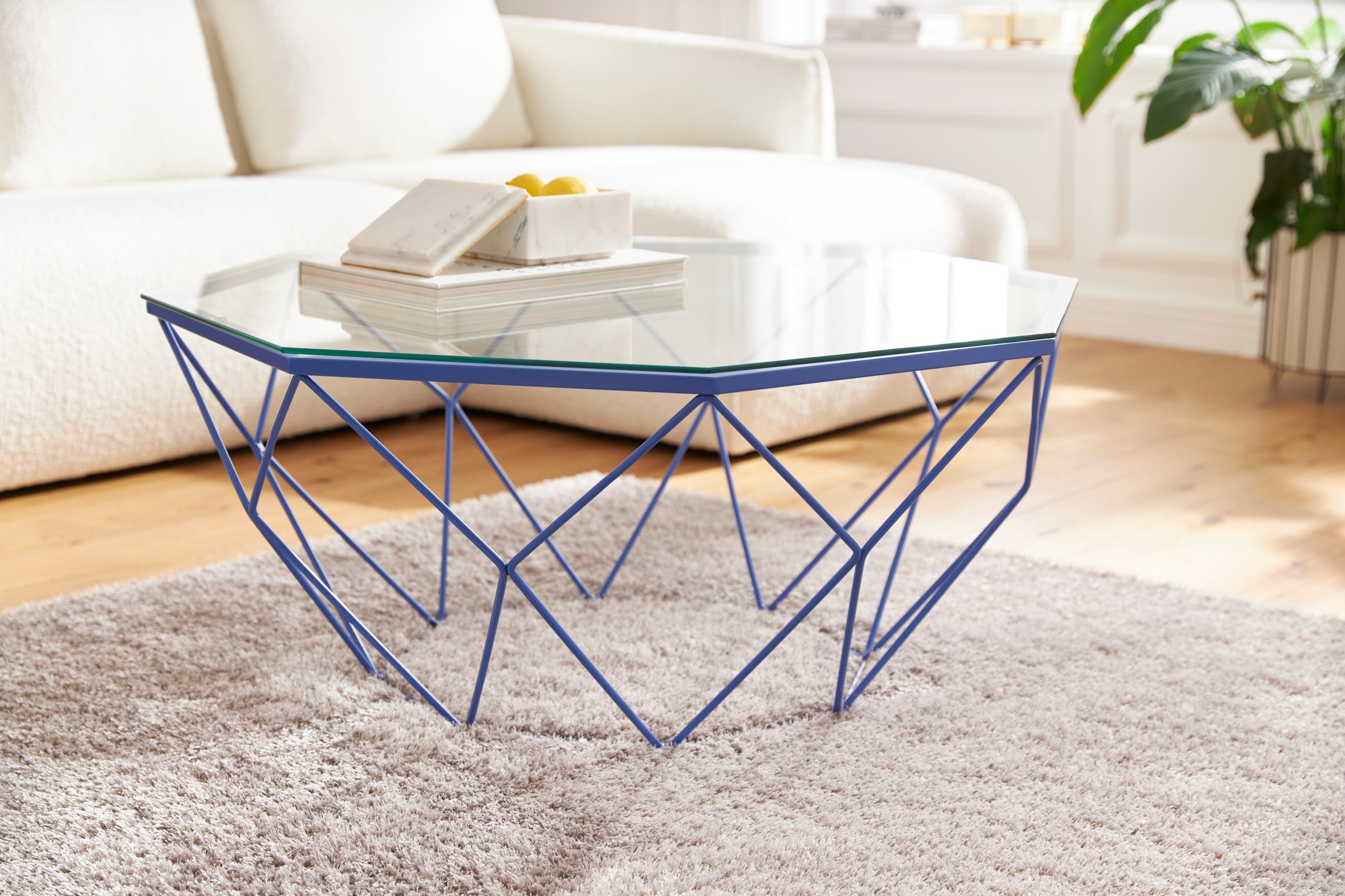 Guido Maria Kretschmer Home&Living Couchtisch »Caen«, aus Glas und Metall in geometrischen Formen, Breite 95 cm