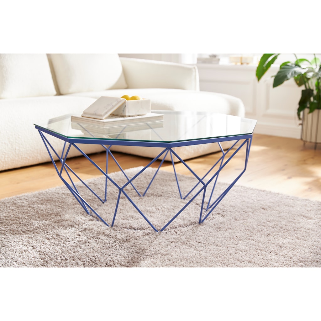 Guido Maria Kretschmer Home&Living Couchtisch »Caen«, aus Glas und Metall in geometrischen Formen, Breite 95 cm