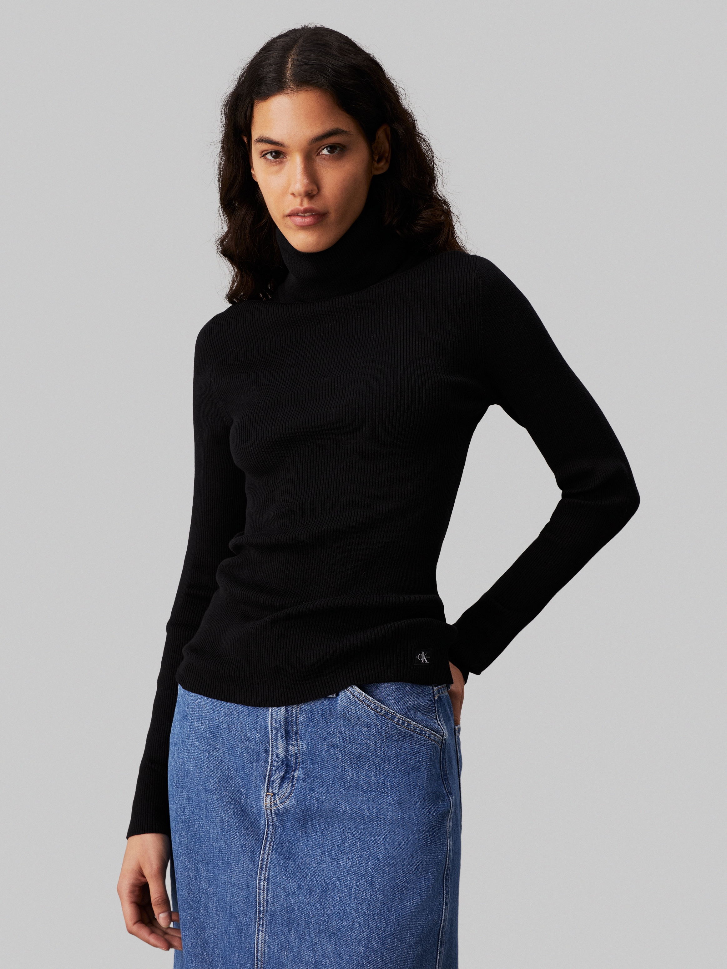 Rollkragenpullover »WOVEN LABEL ROLL NECK SWEATER«, mit Logopatch