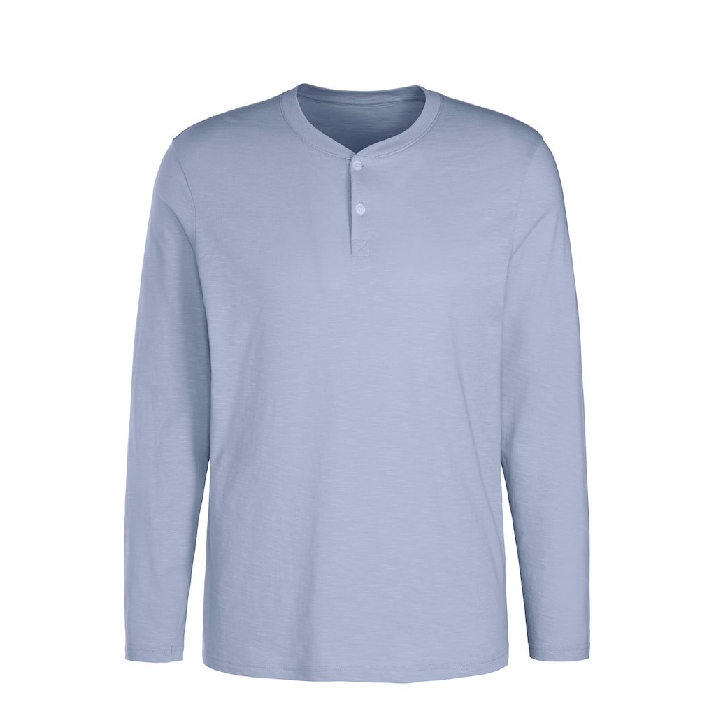 H.I.S Henleyshirt, Regular Fit, Langarm, Shirt mit Knopfleiste, Baumwoll-Piqué