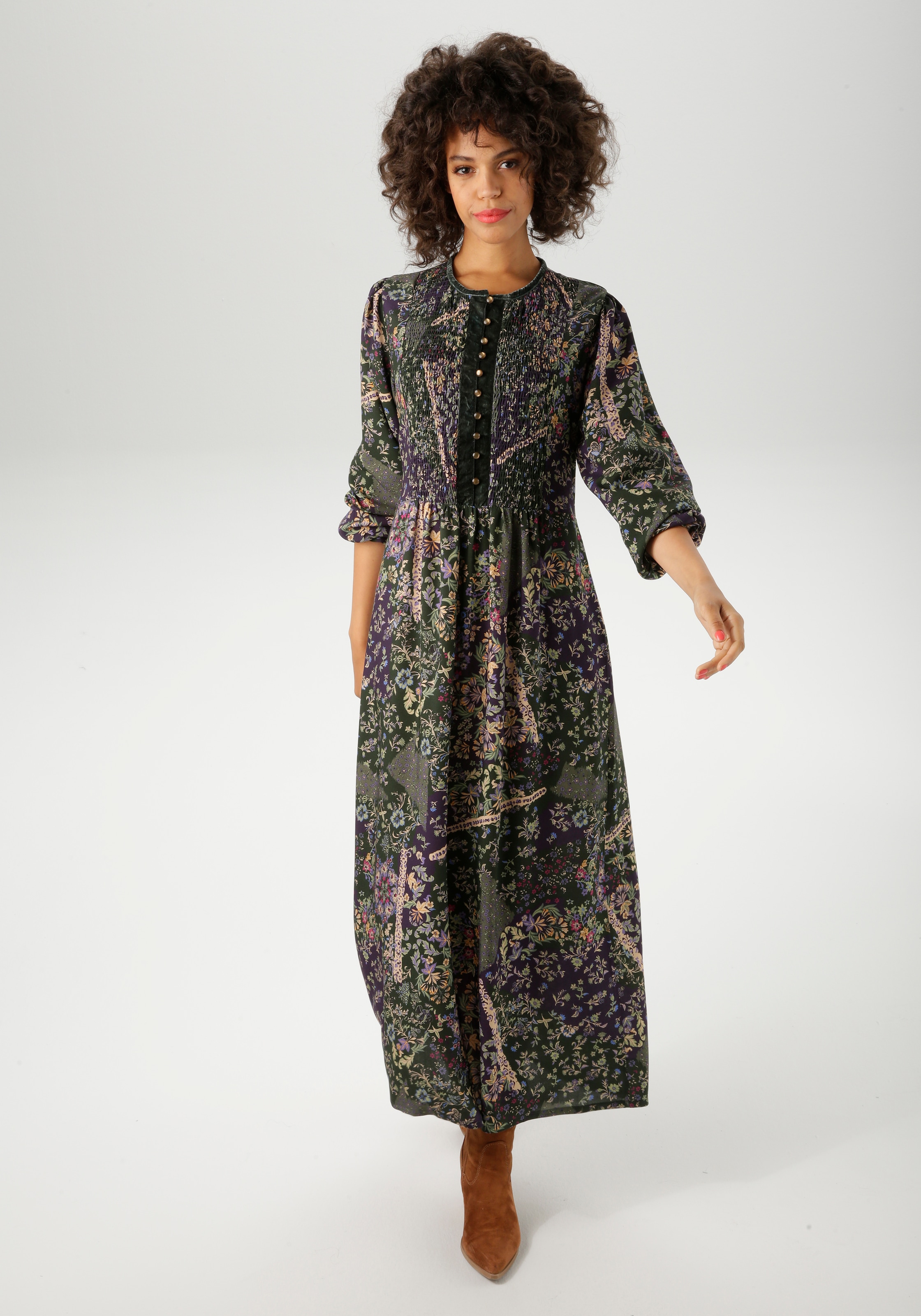 Aniston CASUAL Maxikleid, mit fantasievollem Blumendruck- jedes Teil ein Un günstig online kaufen