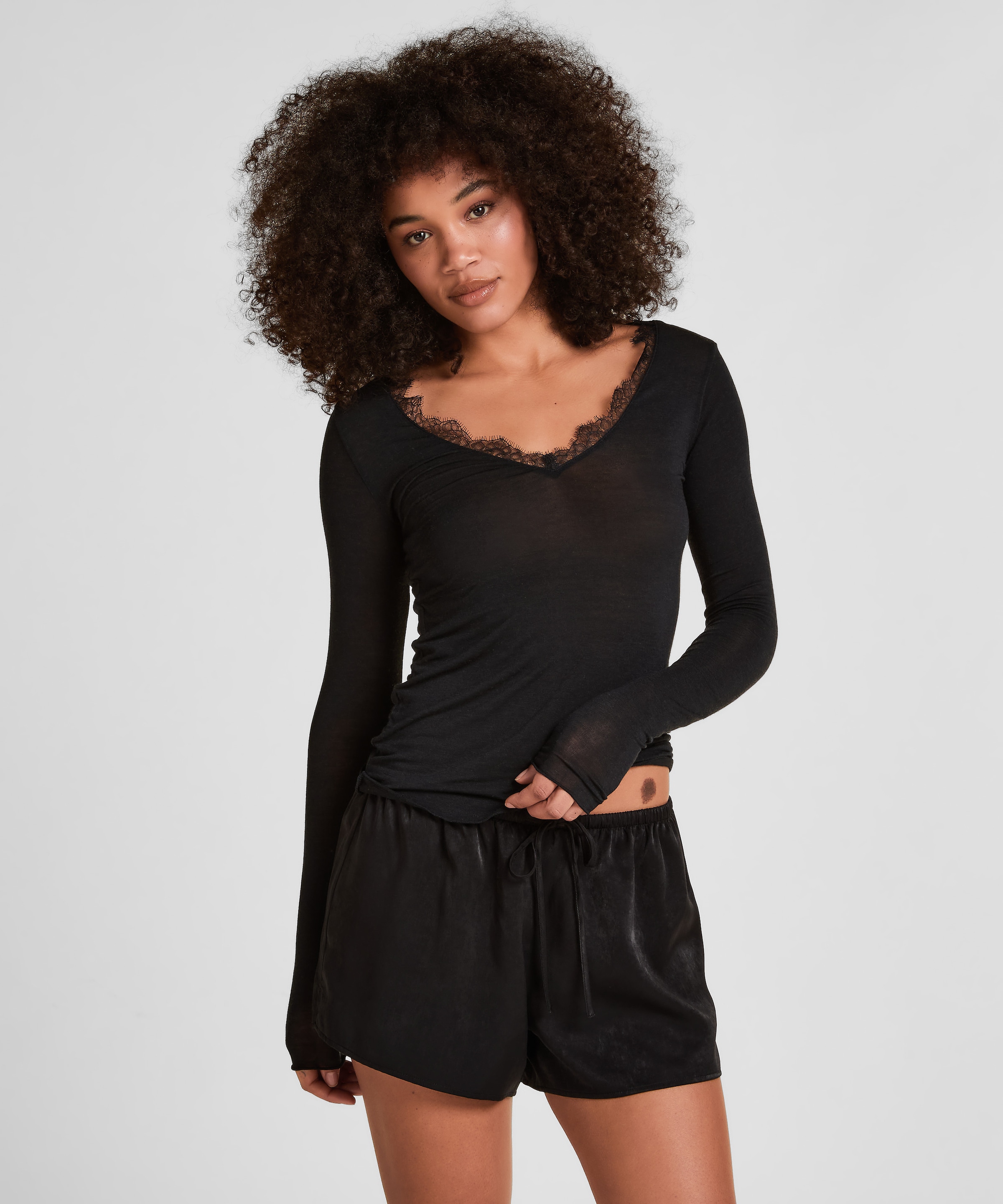 Hunkemöller Pyjama »super soft Lace V-Neck shirt with Cashmere«