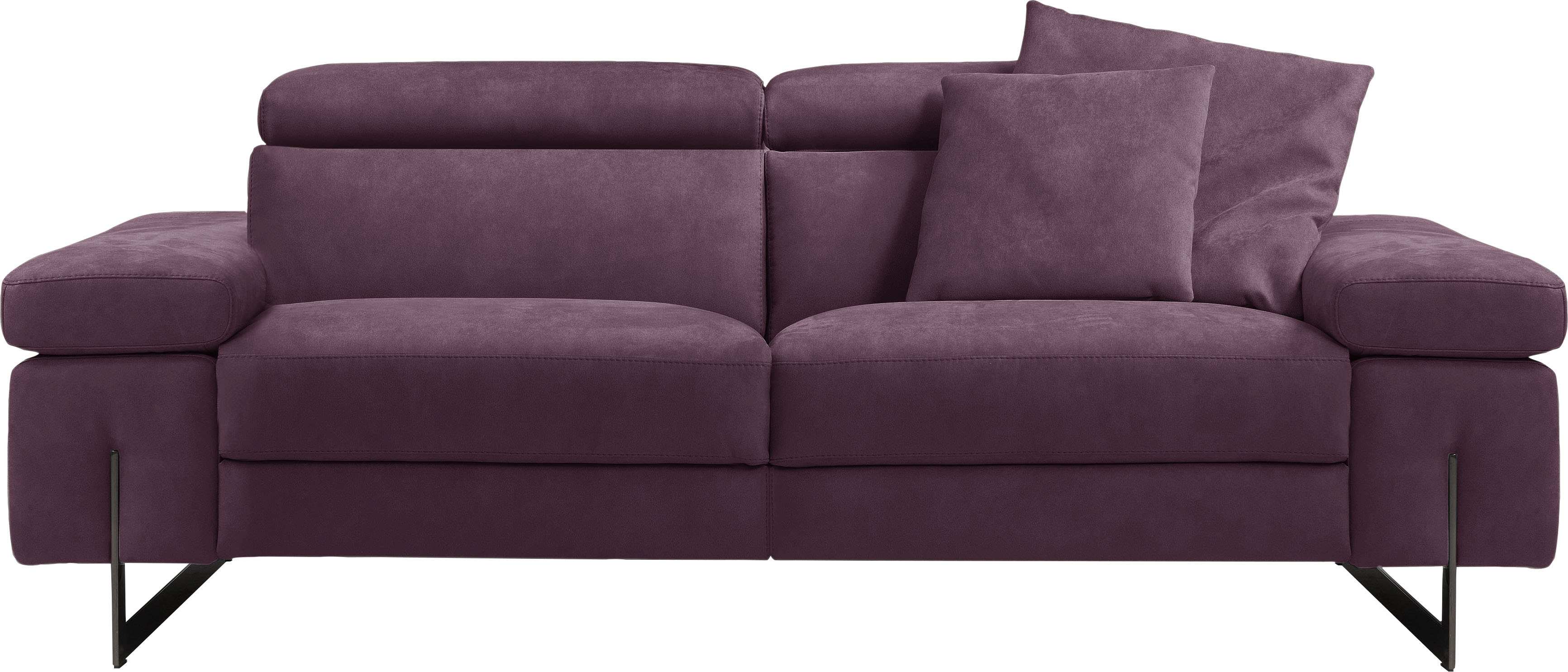 Egoitaliano 2,5-Sitzer "Candice, elegant und edel, hochwertiges Designsofa, bequem" Kopfteile manuell verstellbar, titanumfarbene Kufenfüße