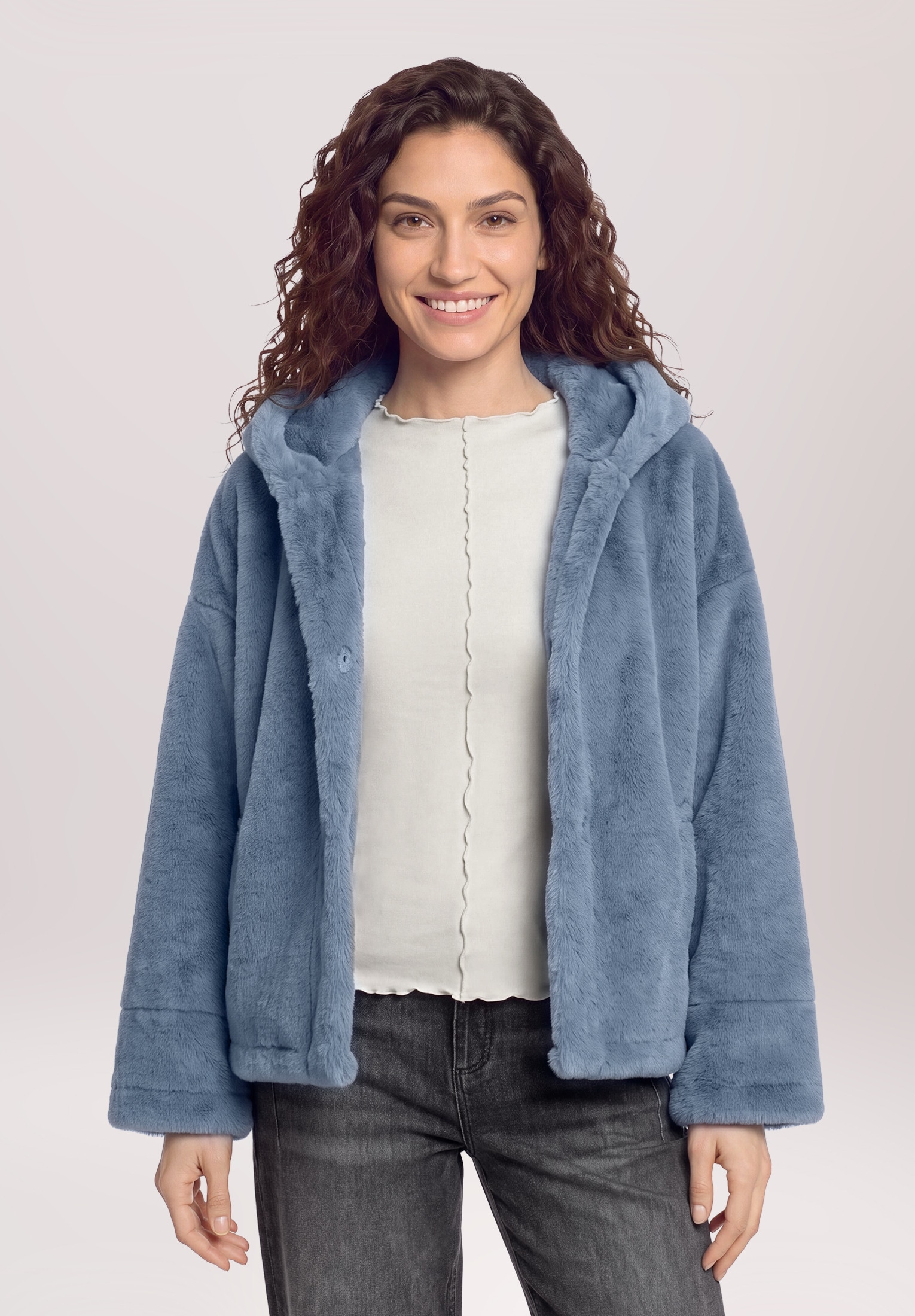 Cartoon Fellimitatjacke »Damen mit Kapuze« mit Kapuze