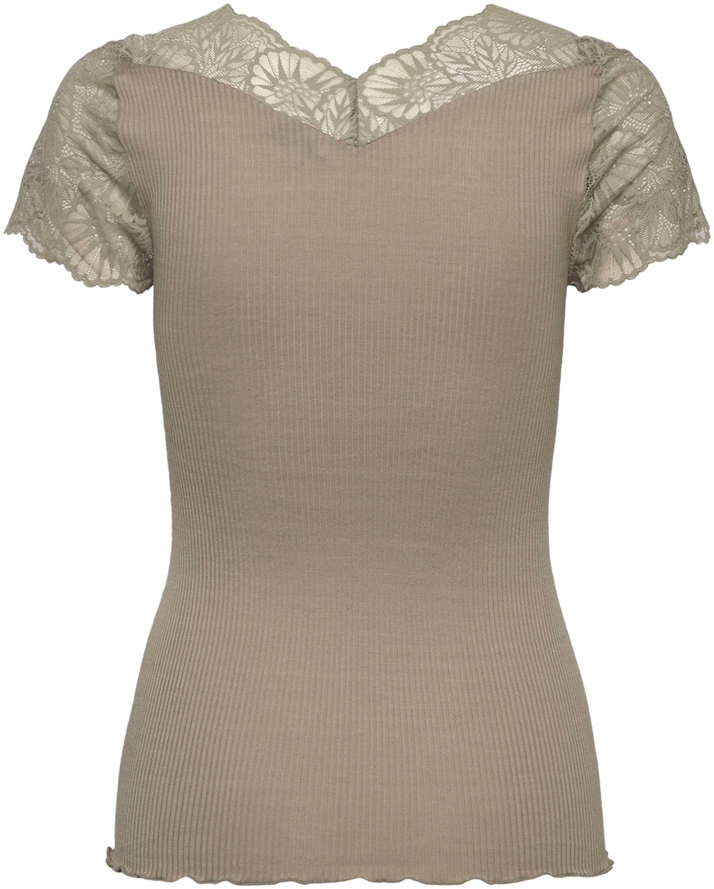 rosemunde T-Shirt, elastischer Vintage-Spitzenbesatz, Kurzarm, gewellter Sa günstig online kaufen
