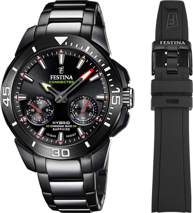 Festina Chronograph »Chrono Bike Connected, F20648/1«, (Set, 3 tlg., Uhr mit Wechselband und Werkzeug), Armbanduhr, Quarzuhr, Herrenuhr, Stoppfunktion, ideal als Geschenk