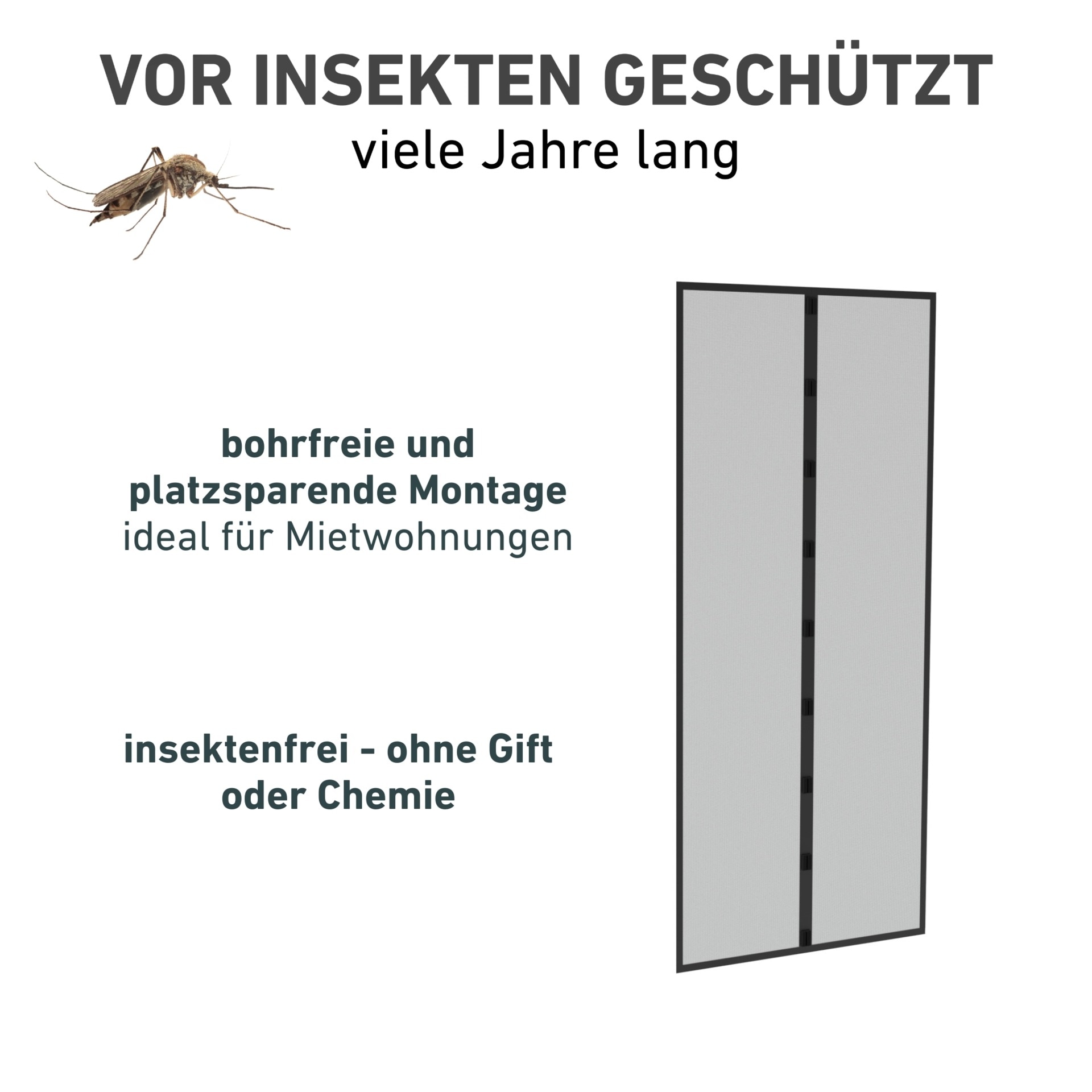 Windhager Insektenschutz-Vorhang »RHINO IS, Türvorhang mit Magnetverschluss für Balkon- und Terrassetür« Fliegengitter-Vorhang Magnet, Gewebe 95 x 215 cm, anthrazit
