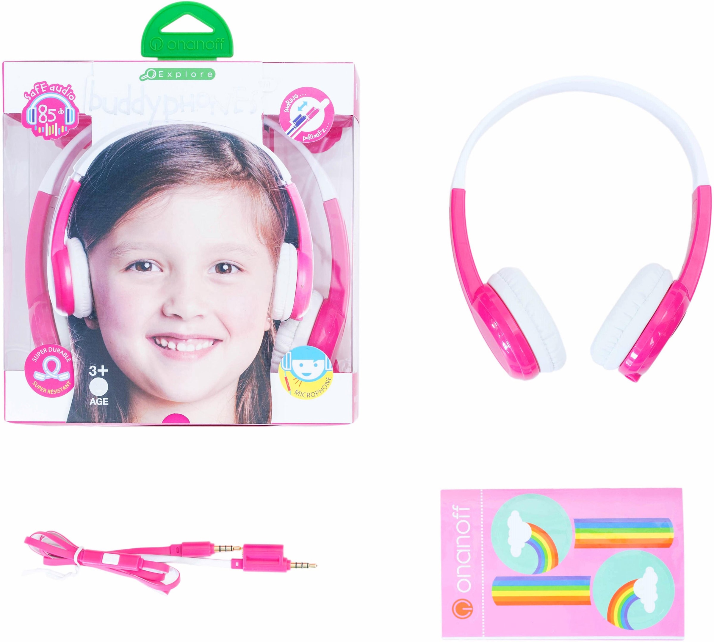 buddyphones™  Kinder-Kopfhörer »Explore, pink«