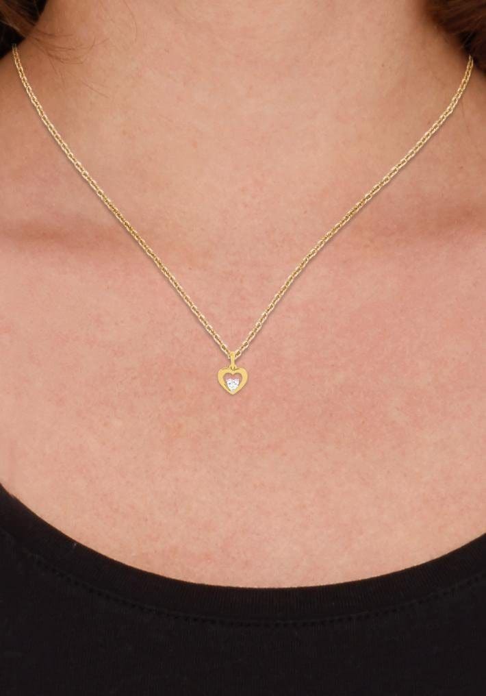 Amor Kette mit Anhänger »Schmuck Geschenk Halskette Herz LIEBE, 2014399«, mit Zirkonia (synth.)