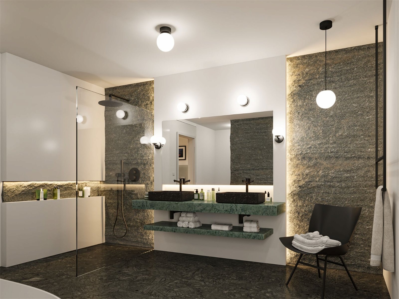 Paulmann LED Wandleuchte »Selection Bathroom Gove IP44 5W 3000K Satin, Glas/Metall«, 1 flammig-flammig