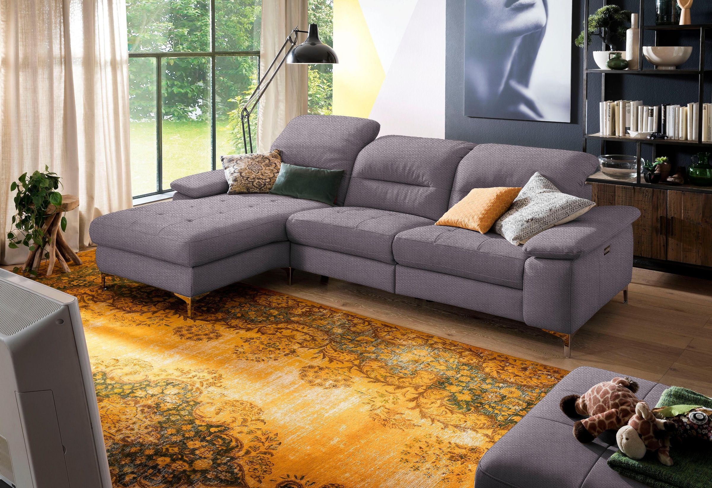 Places of Style Ecksofa »Basel L-Form«, mit vollmotorischer Relaxfunktion und motorischer Recamiere