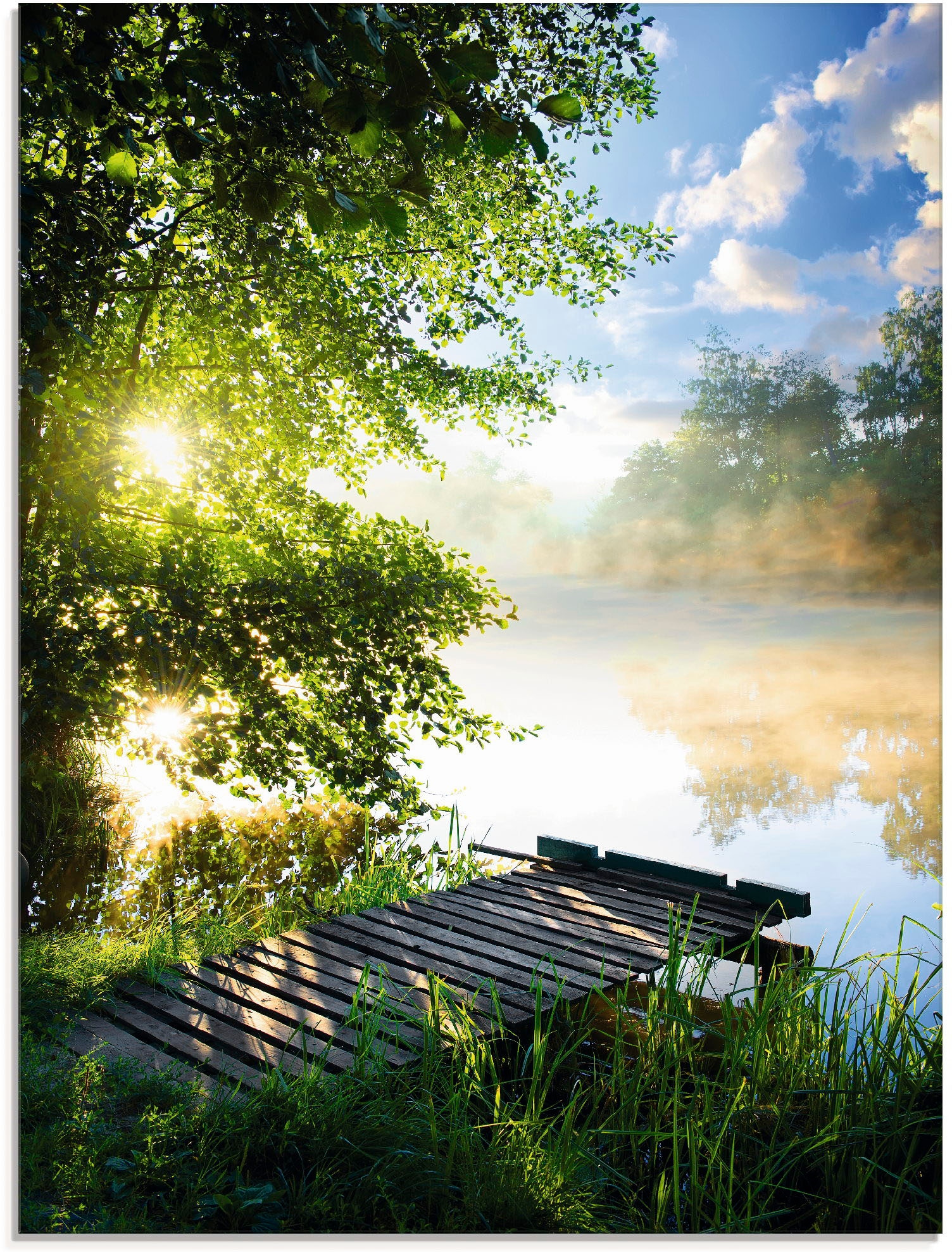 Artland Glasbild "Angelsteg am Morgen" Gewässer 1 Stk. tlg. in verschiedene günstig online kaufen