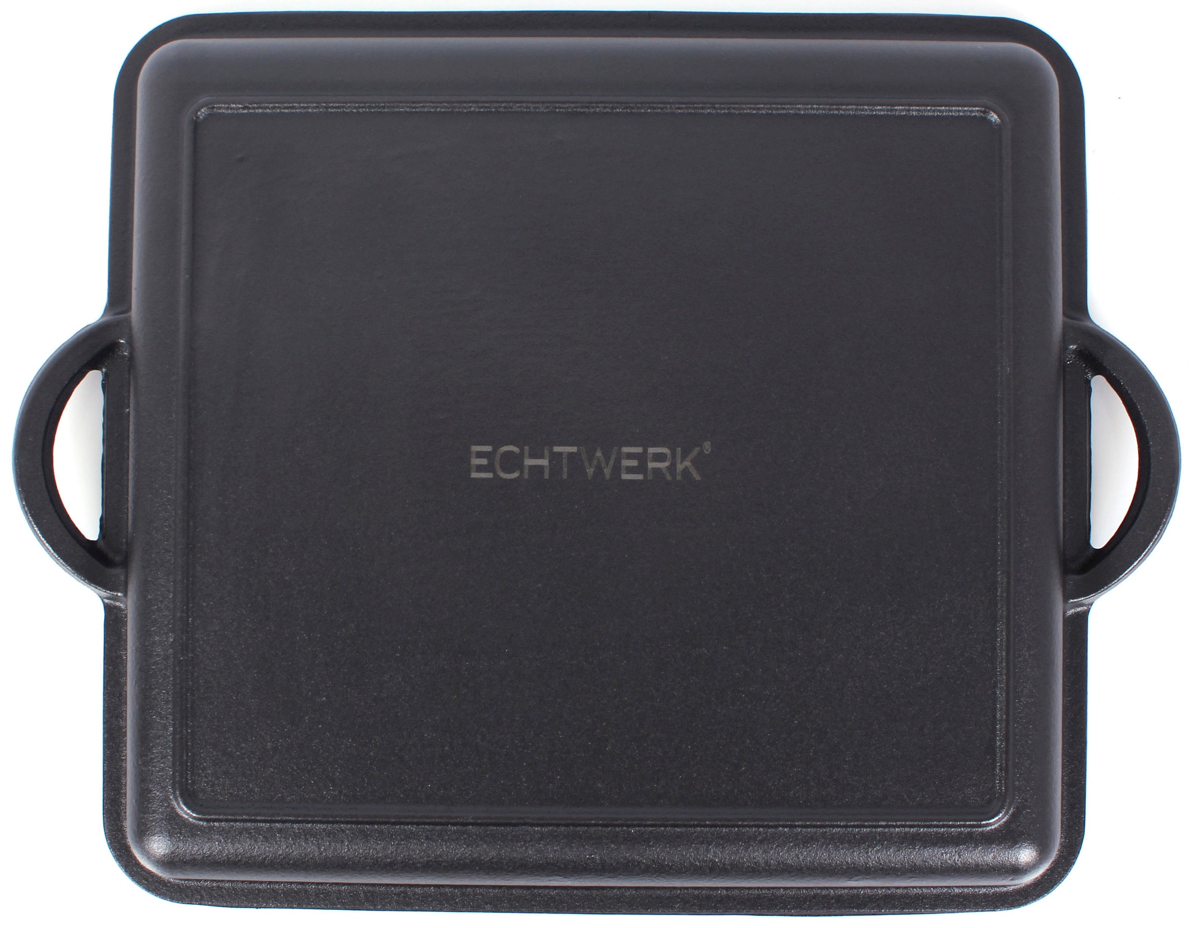 ECHTWERK Bräter, Gusseisen-Emaille, Pre-Seasoned, Rechteckige Auflaufform, 2-in-1 Set