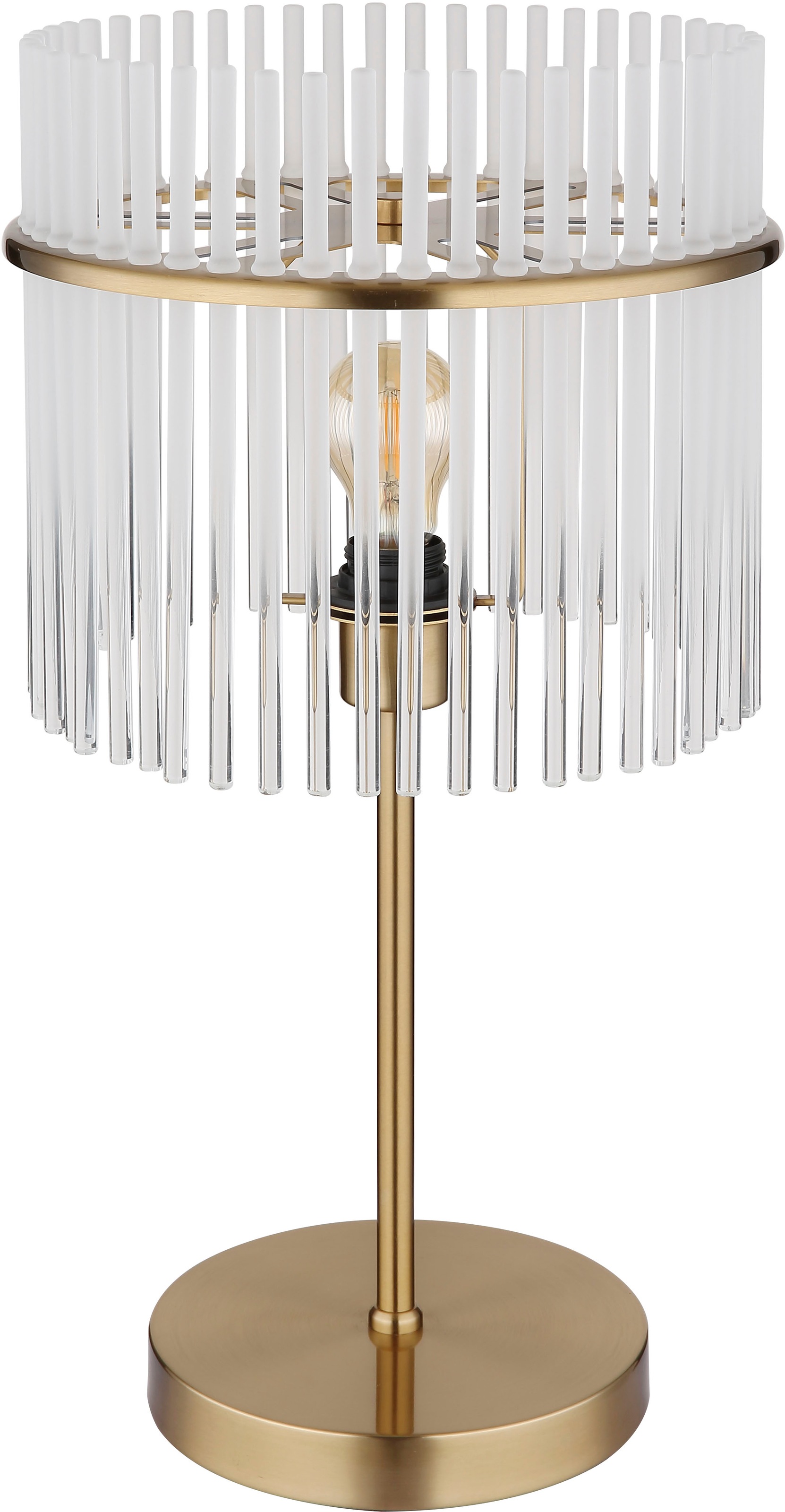 GLOBO LIGHTING Tischleuchte »GORLEY« E27 1 Stk. Tischlampe goldfarben Glasstäbe opal klar verlaufend elegant
