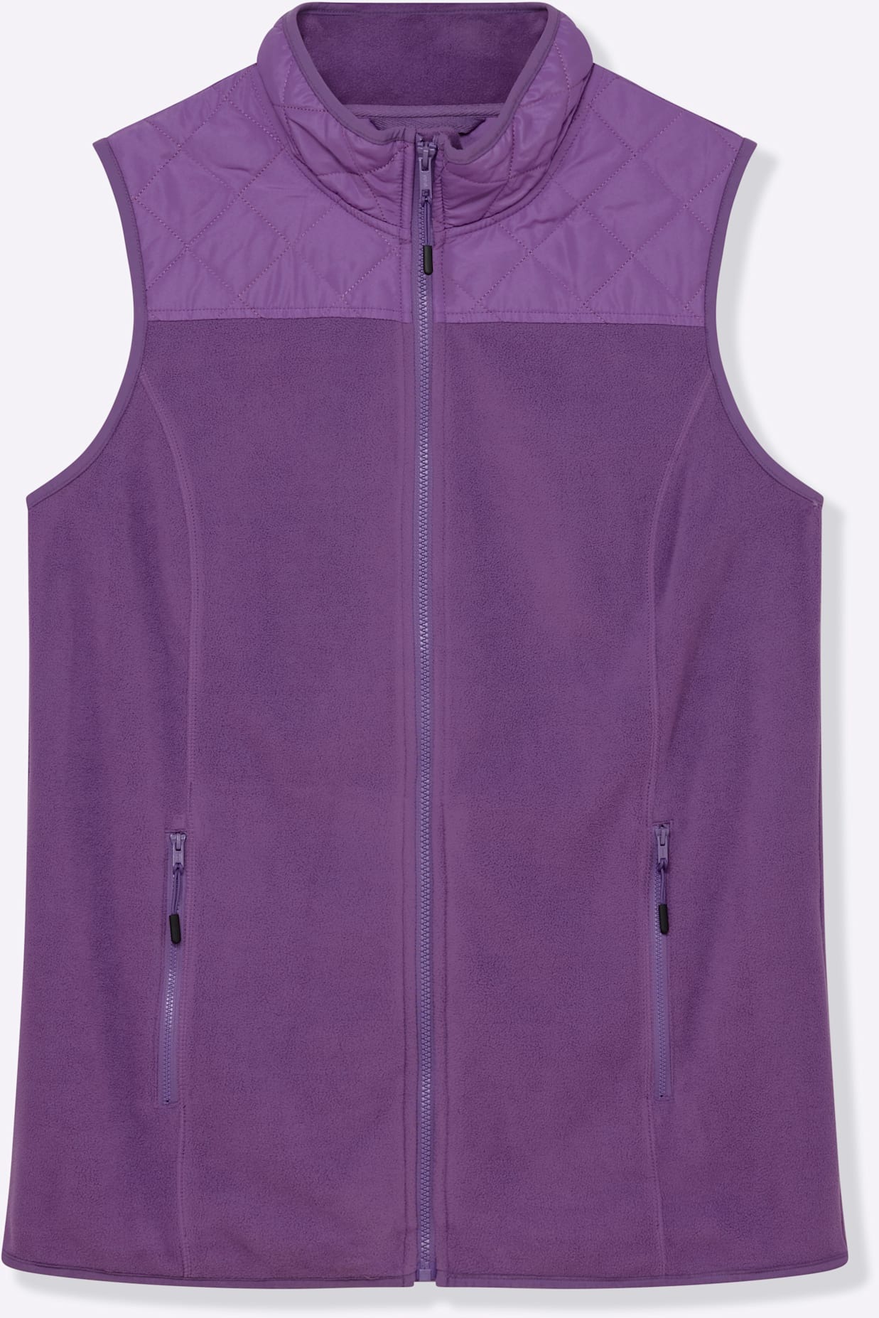 Fleeceweste SHEEGO, Damen, Gr. 50, lila, 100% Polyester, Einsatz:100% Polyester, Wattierung:100% Polyester, unifarben, Westen Fleeceweste 2