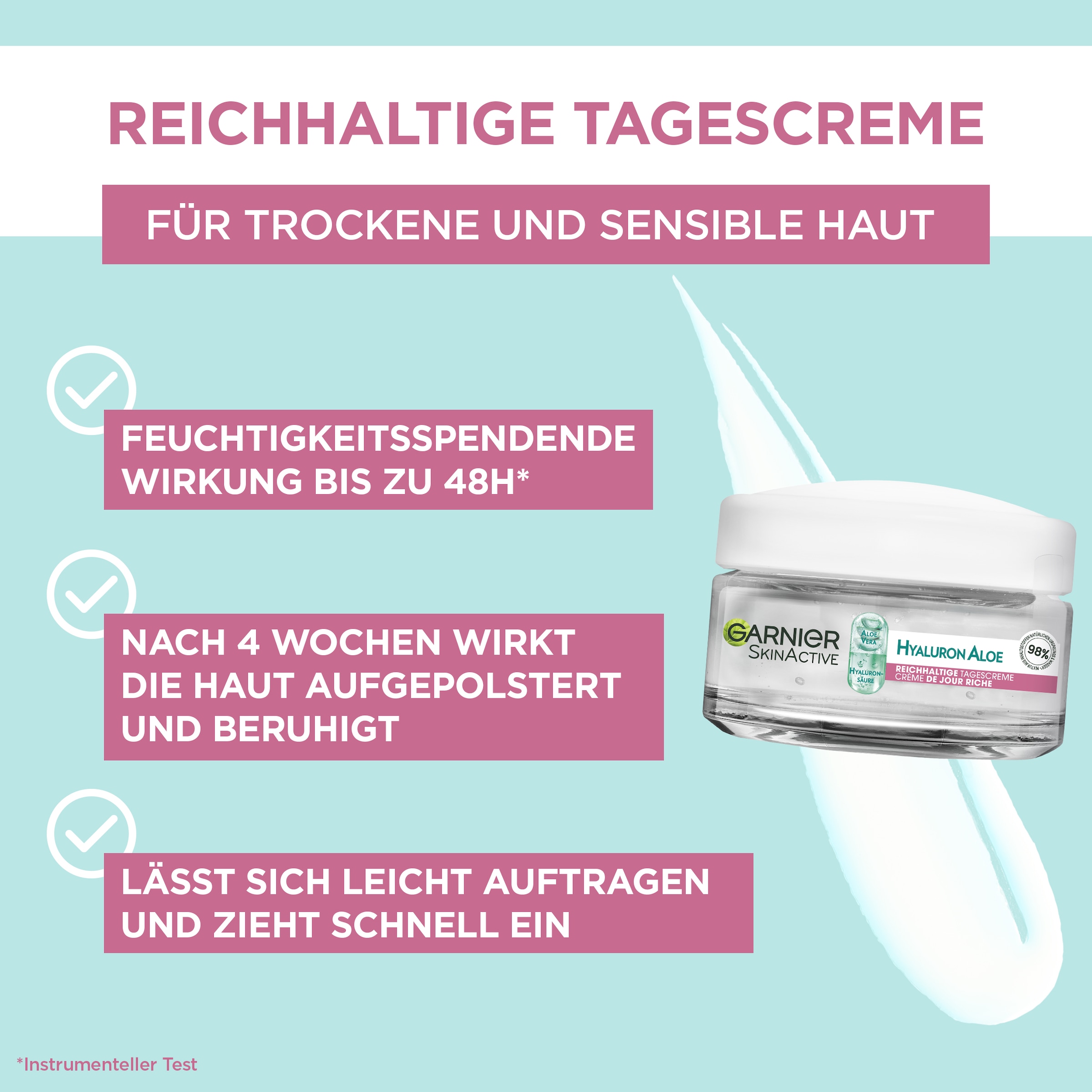 GARNIER Gesichtsgel »Garnier Hyaluron Aloe Reichhaltige Tagescreme«, mit hoher Wirksamkeit