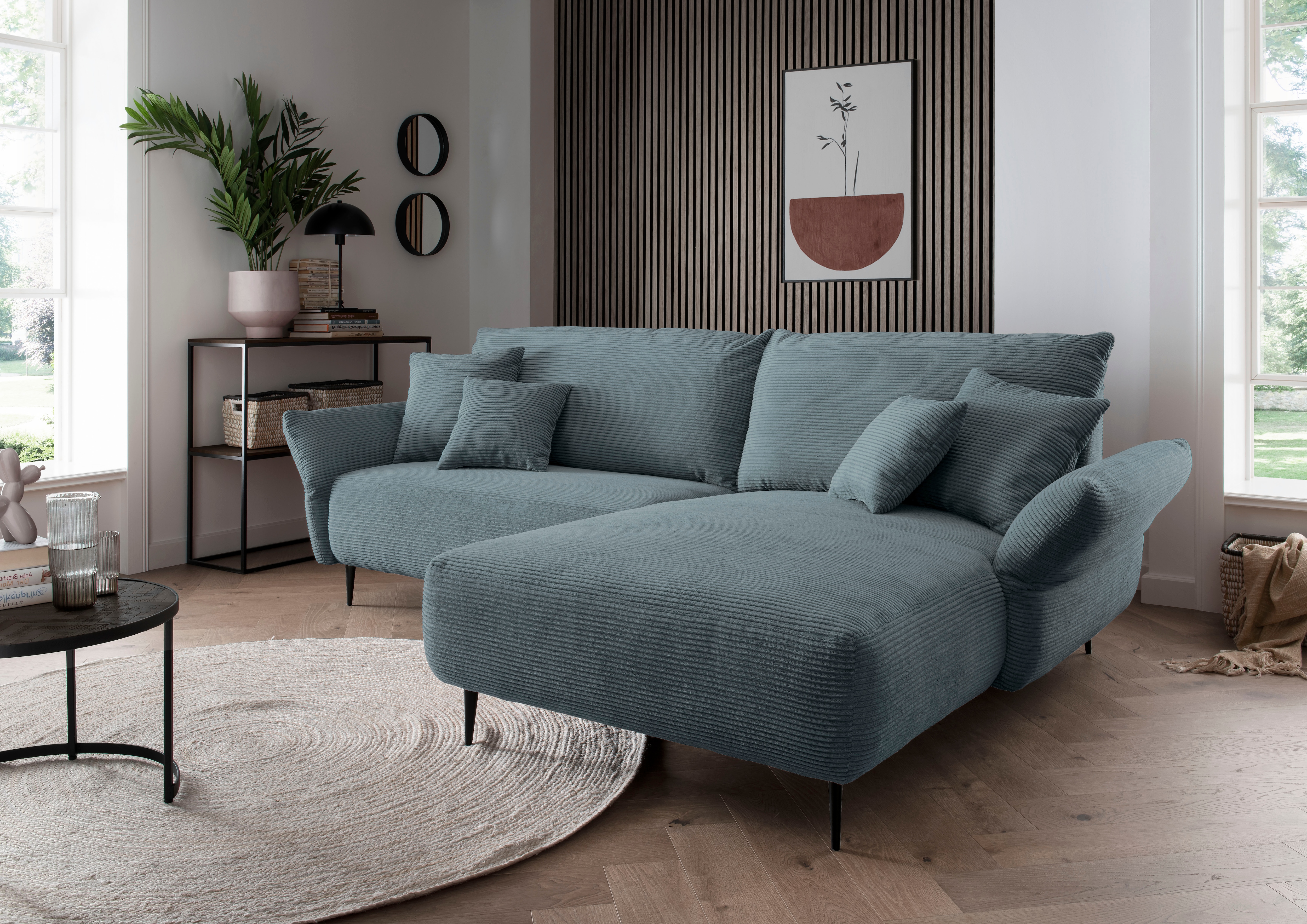 Home affaire Ecksofa "Amarena modern & bequem, verstellbare Armlehnen, L-Form" inklusive Armlehnenverstellfunktion, inkl. 4x Zierkissen