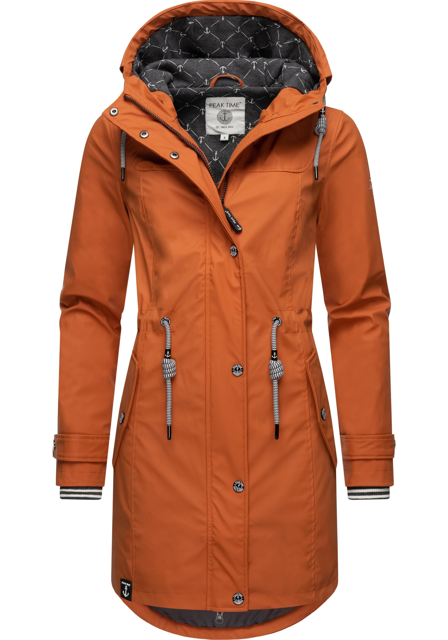 PEAK TIME Regenjacke "L60042", mit Kapuze, stylisch taillierter Regenmantel für Damen