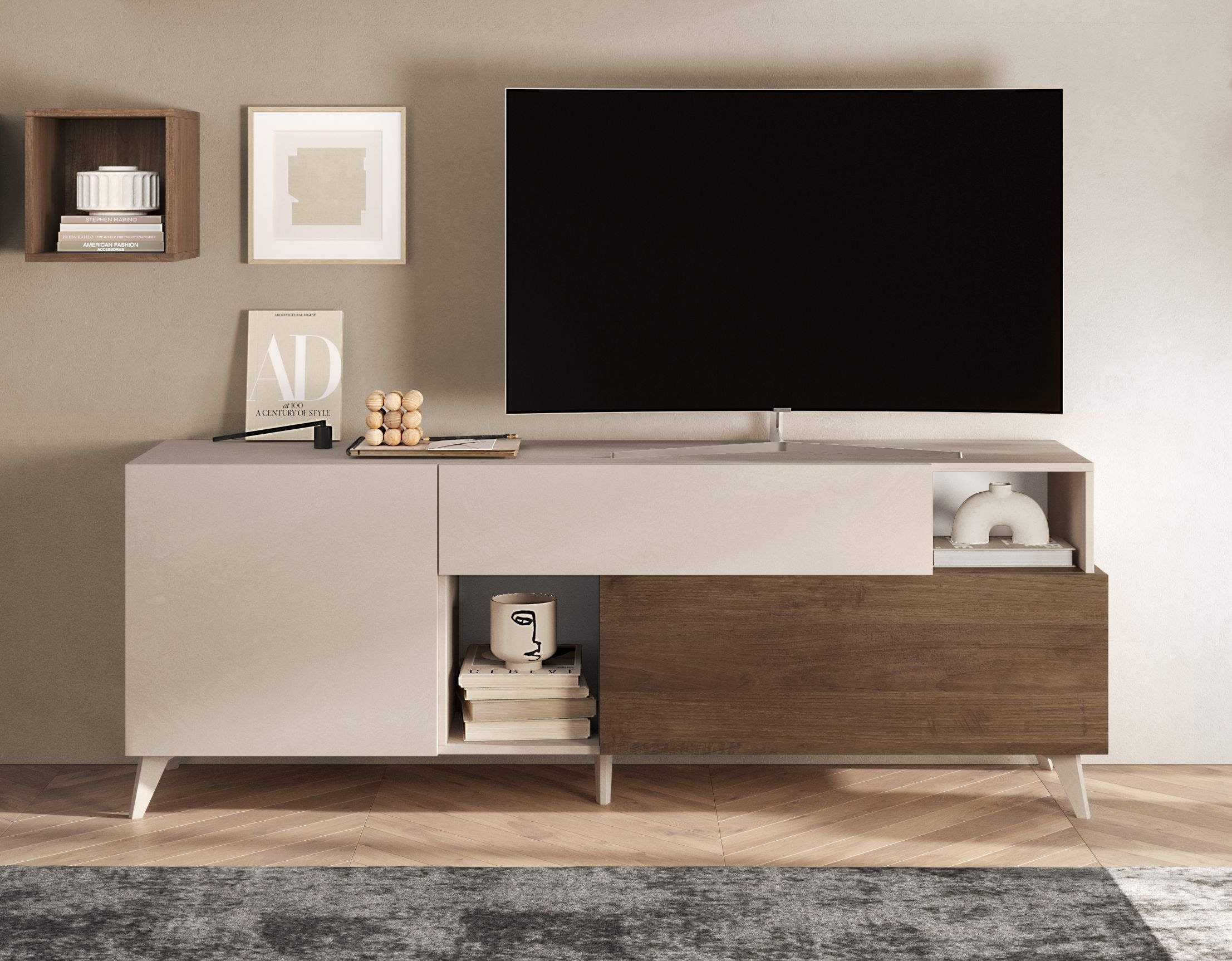 INOSIGN Lowboard »Monaco Breite 181 cm, TV-Board mit 1 Tür, 1 Klappe u. 1 Schubkasten«, Fernsehtisch, TV-Schrank, Soft/Self Closing