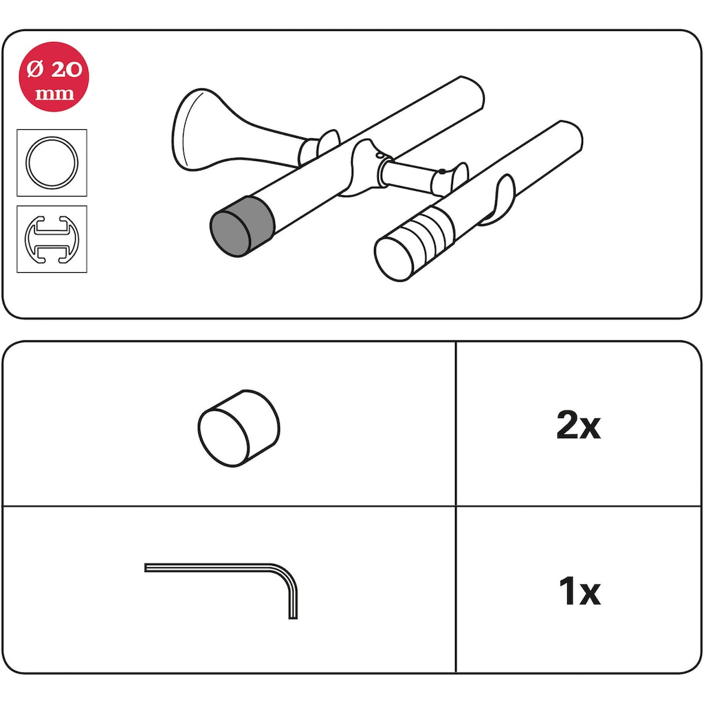 GARDINIA Gardinenstangen-Endstück »Endkappe«, (2 St.)