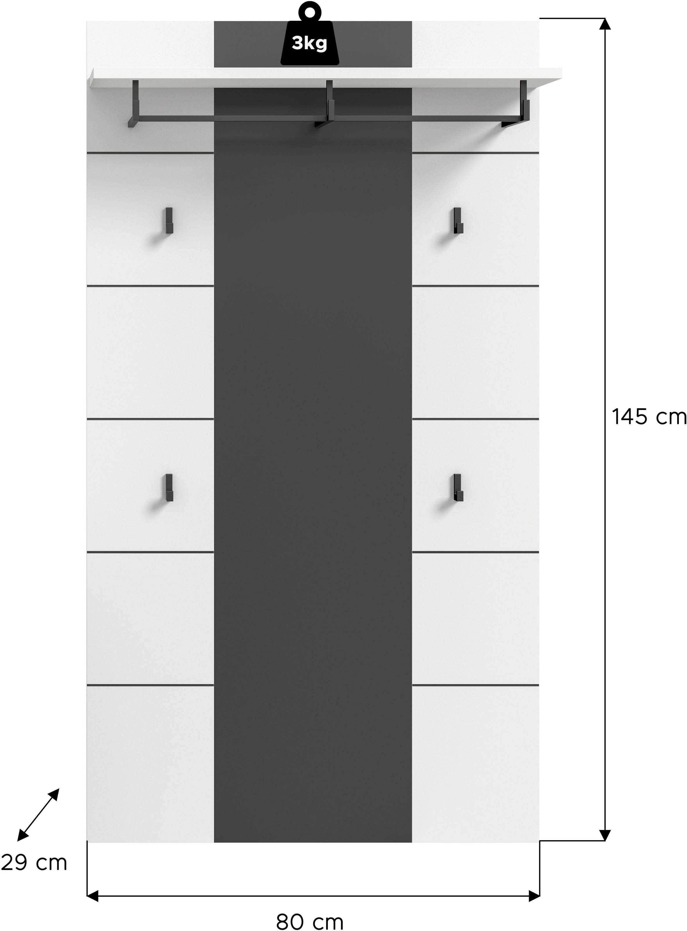 INOSIGN Garderobenpaneel, (1 St., in verschiedenen Farben erhältlich), Paneel, Wandboard, Garderobe, Garderobenleiste, Garderobenboard