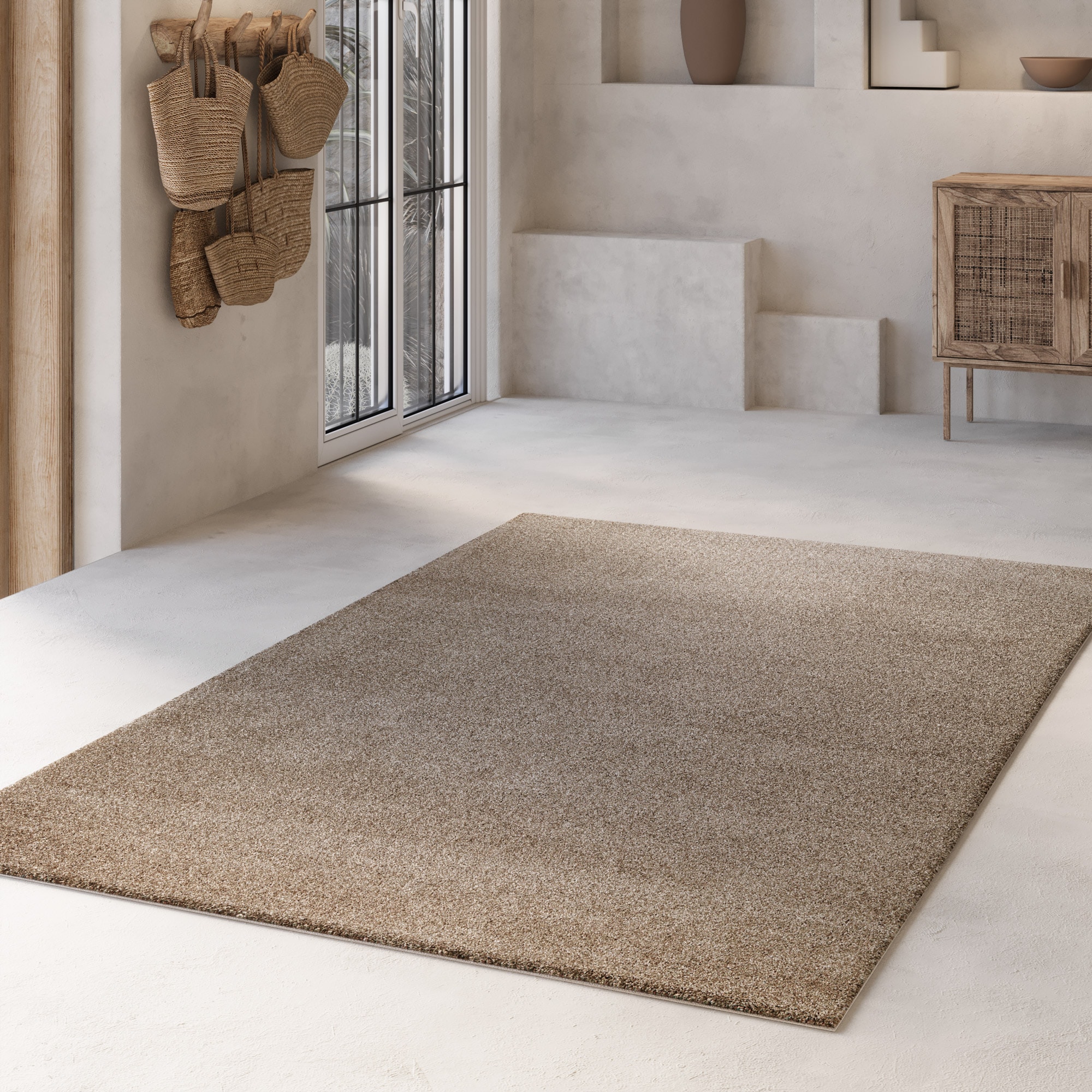 Wecon home Basics Hochflor-Teppich "Nova" quadratisch 25 mm Höhe Shaggy, gewebt, Läufer, robust, Wohnzimmer, Schlafzimmer