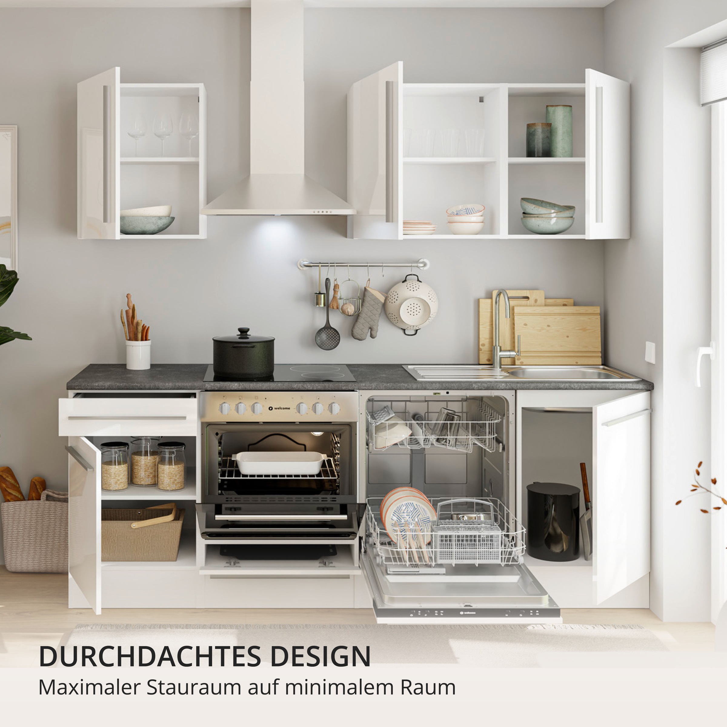 BASIC by Balculina Küchenzeile »Jazz« Breite 220 cm, wahlweise mit E-Geräten