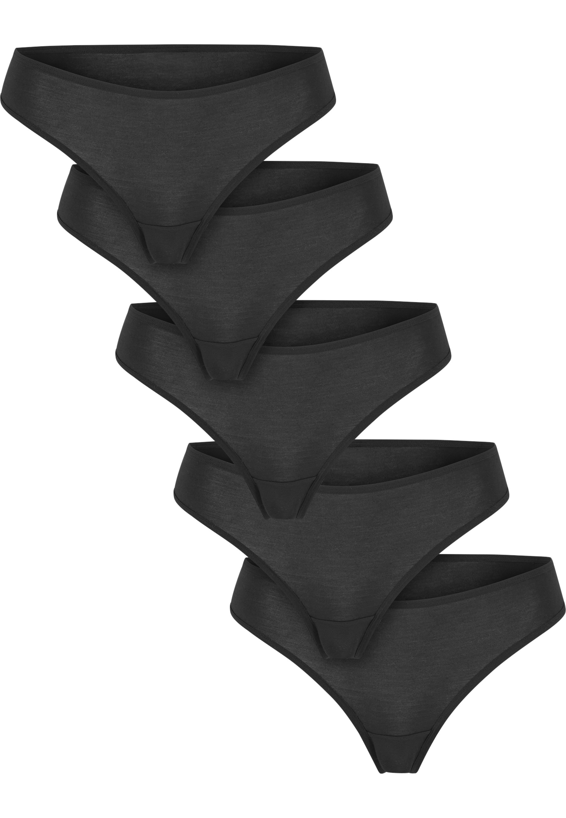 URBAN CLASSICS Damen Panty "Urban Classics Ladies Bamboo Tanga 5-Pack", Gr. Sschwarz, schwarz, schwarz, schwarz, schwarz, 95% Viskose, 5% Elasthan,